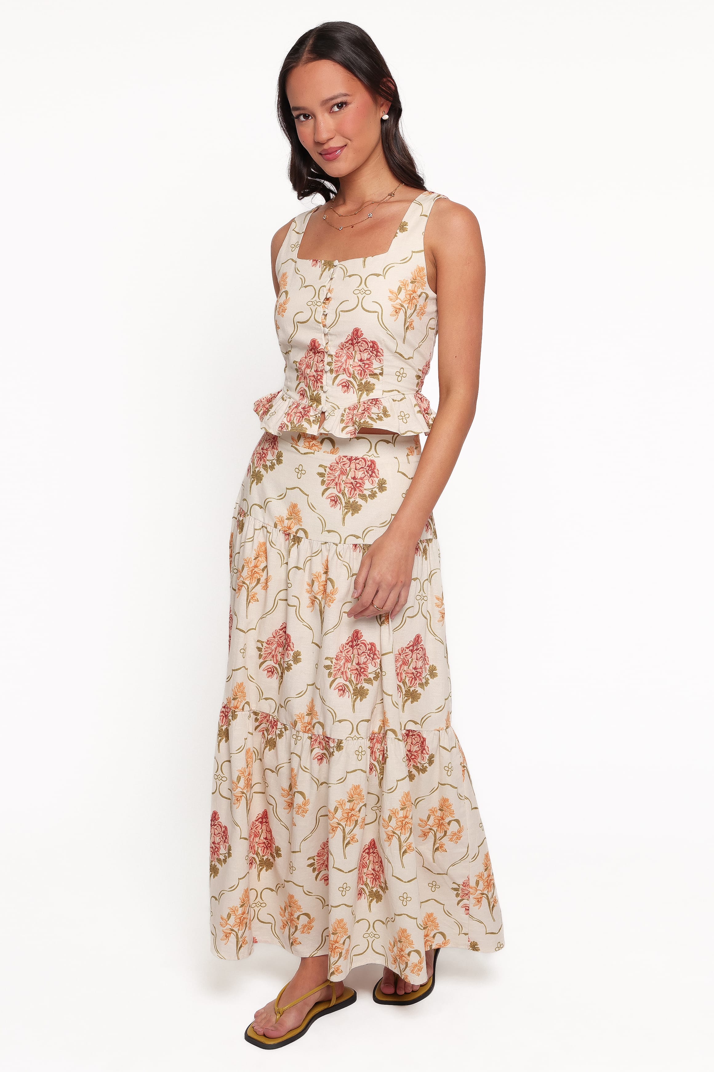 SETS Tamara Skirt Set - Cream Botanical Floral