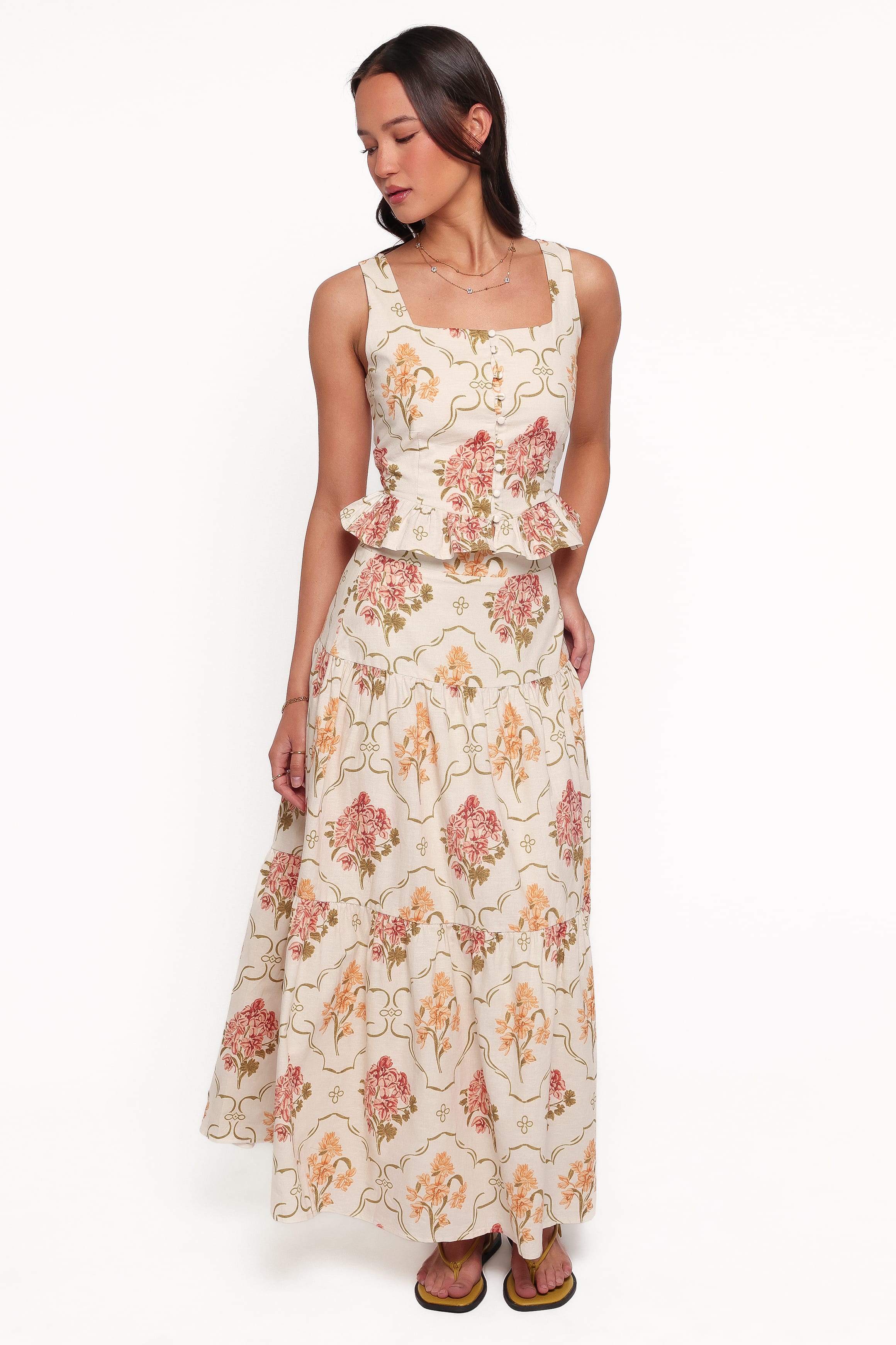SETS Tamara Skirt Set - Cream Botanical Floral