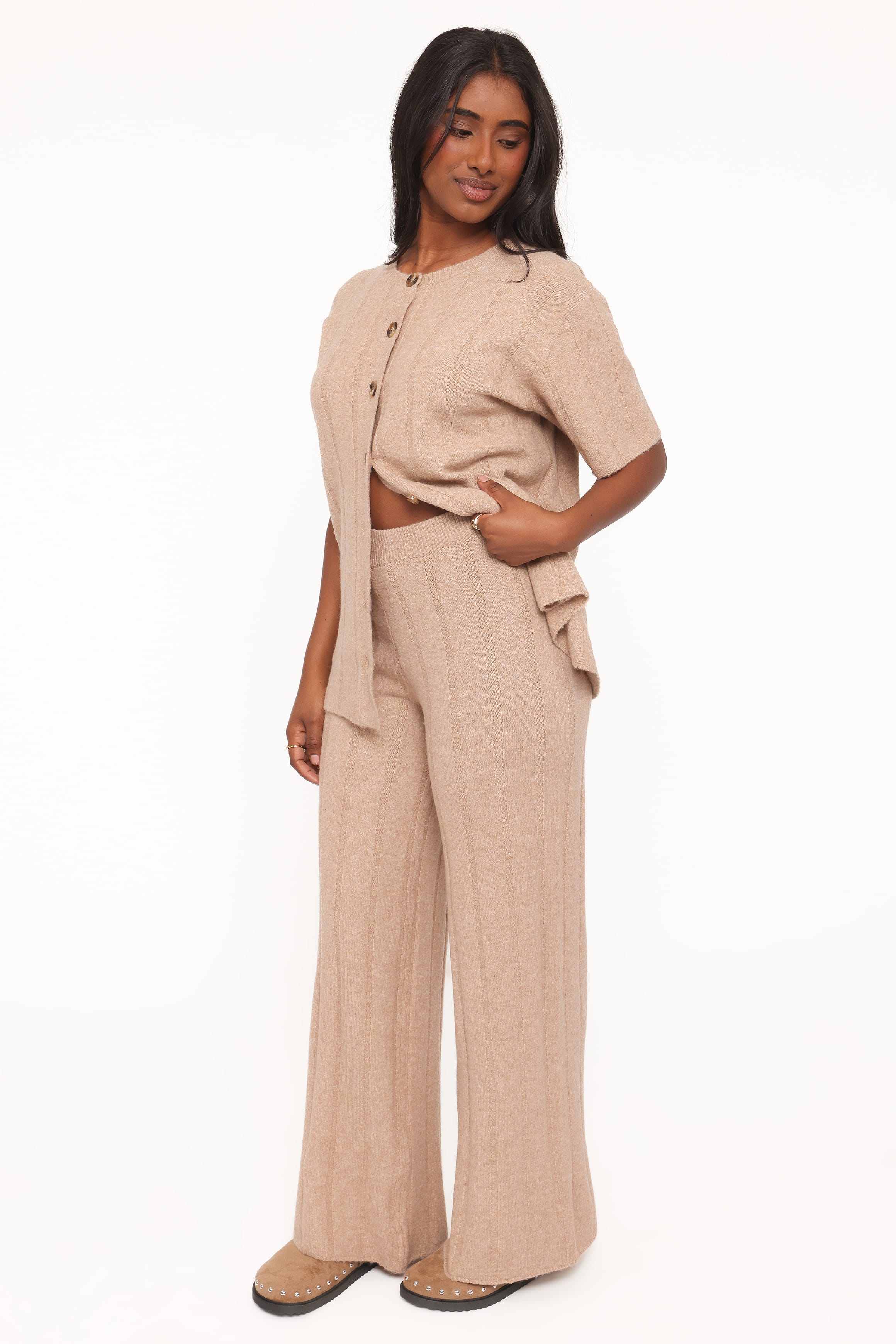 SETS Wallace Wide Rib Pant Set - Camel