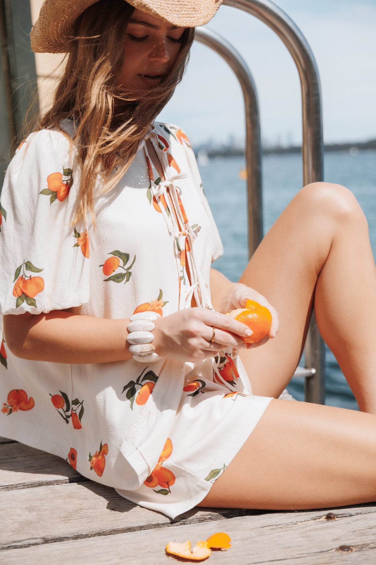 SETS Yaz Short Set - Cream Peach Print