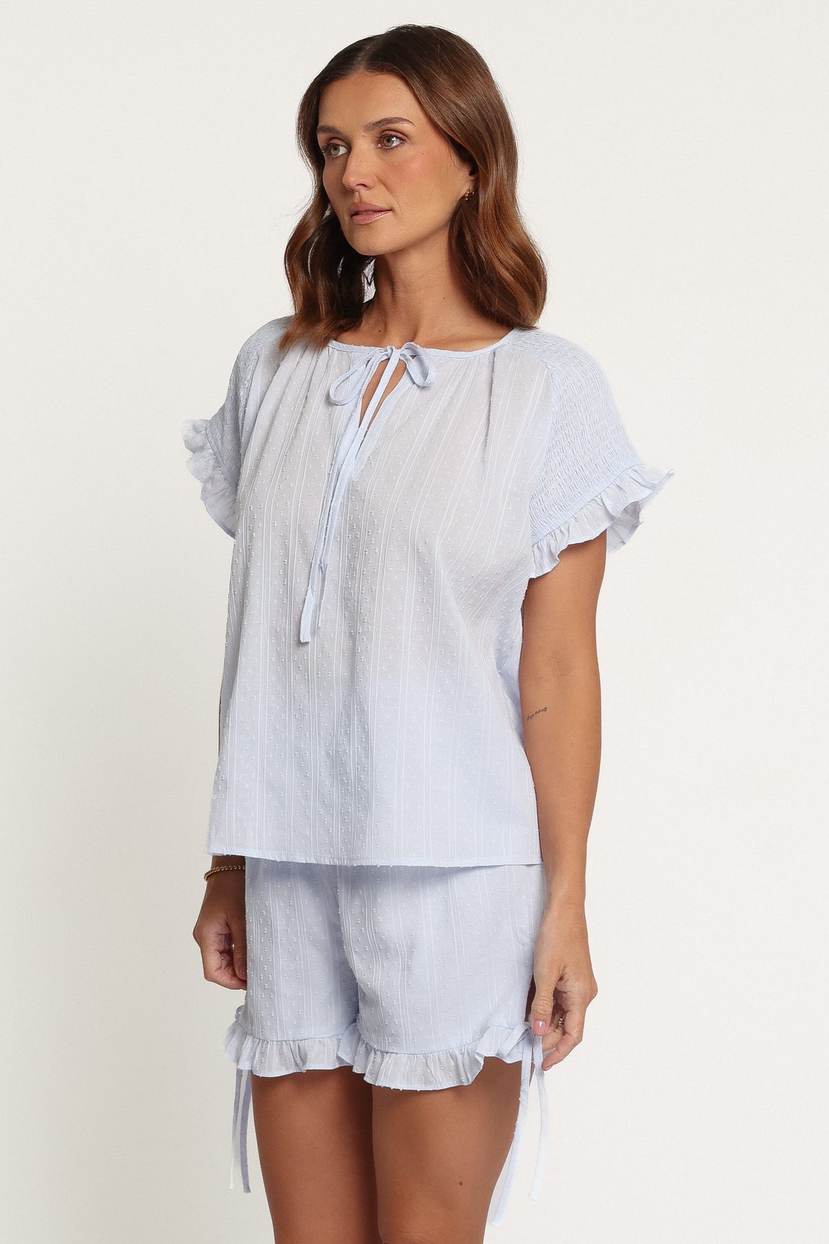 SETS Zina Smocked Short Set - Light Blue