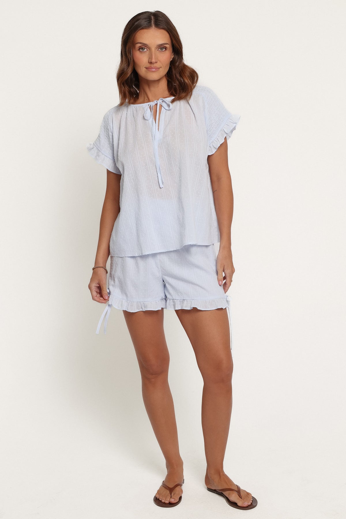 SETS Zina Smocked Short Set - Light Blue