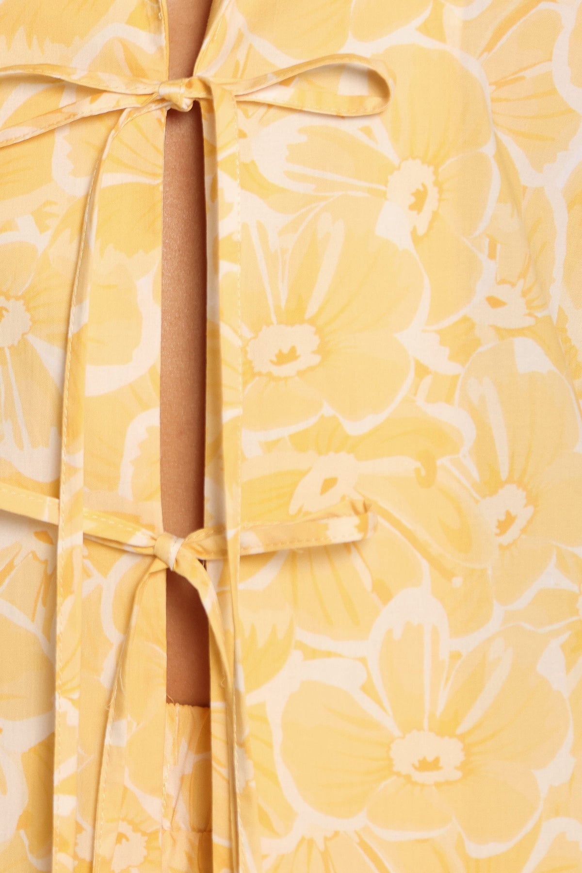 TOPS Aaliyah Cotton Tie Front Top - Yellow Floral