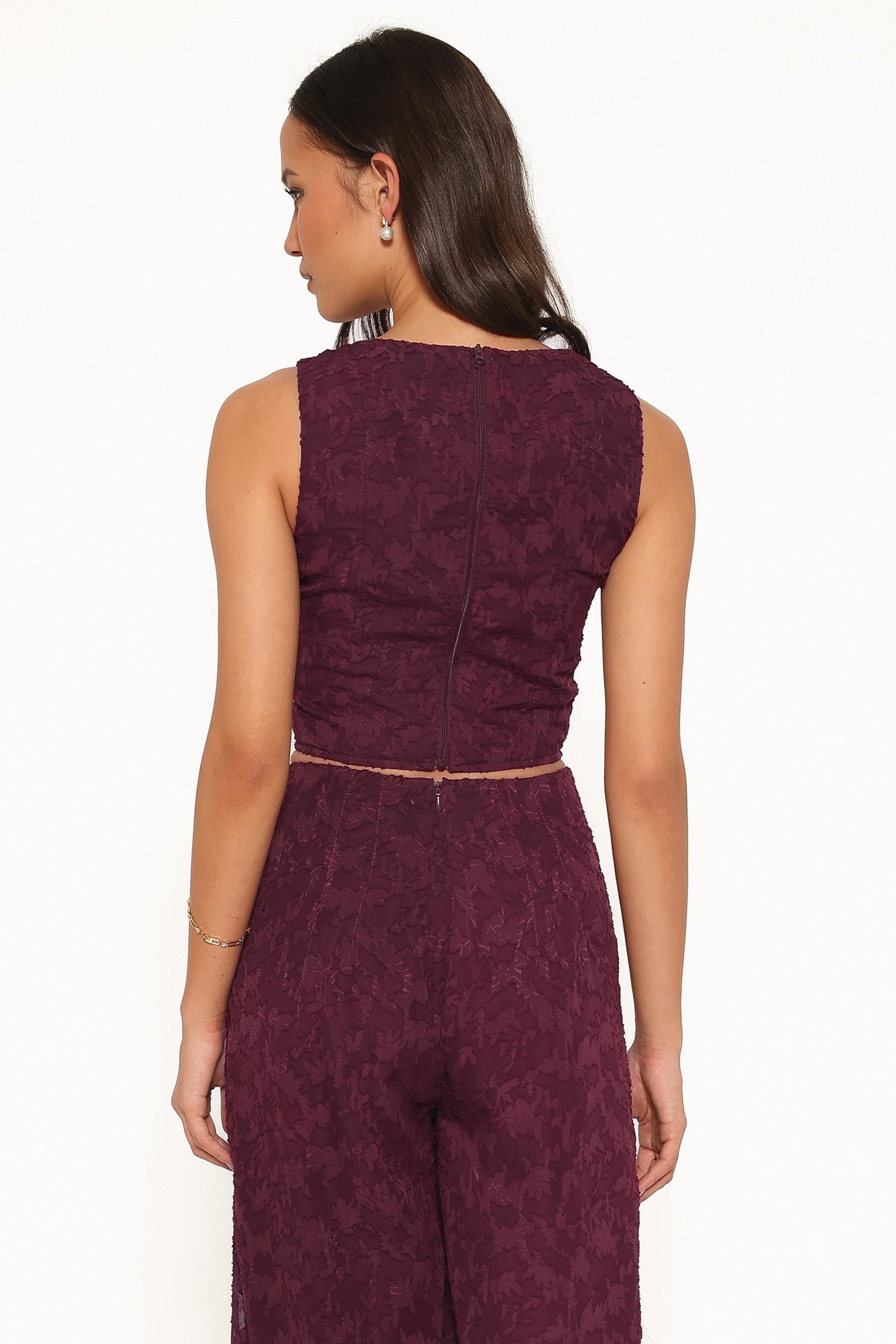 TOPS Ada Corset Top - Plum Burnout