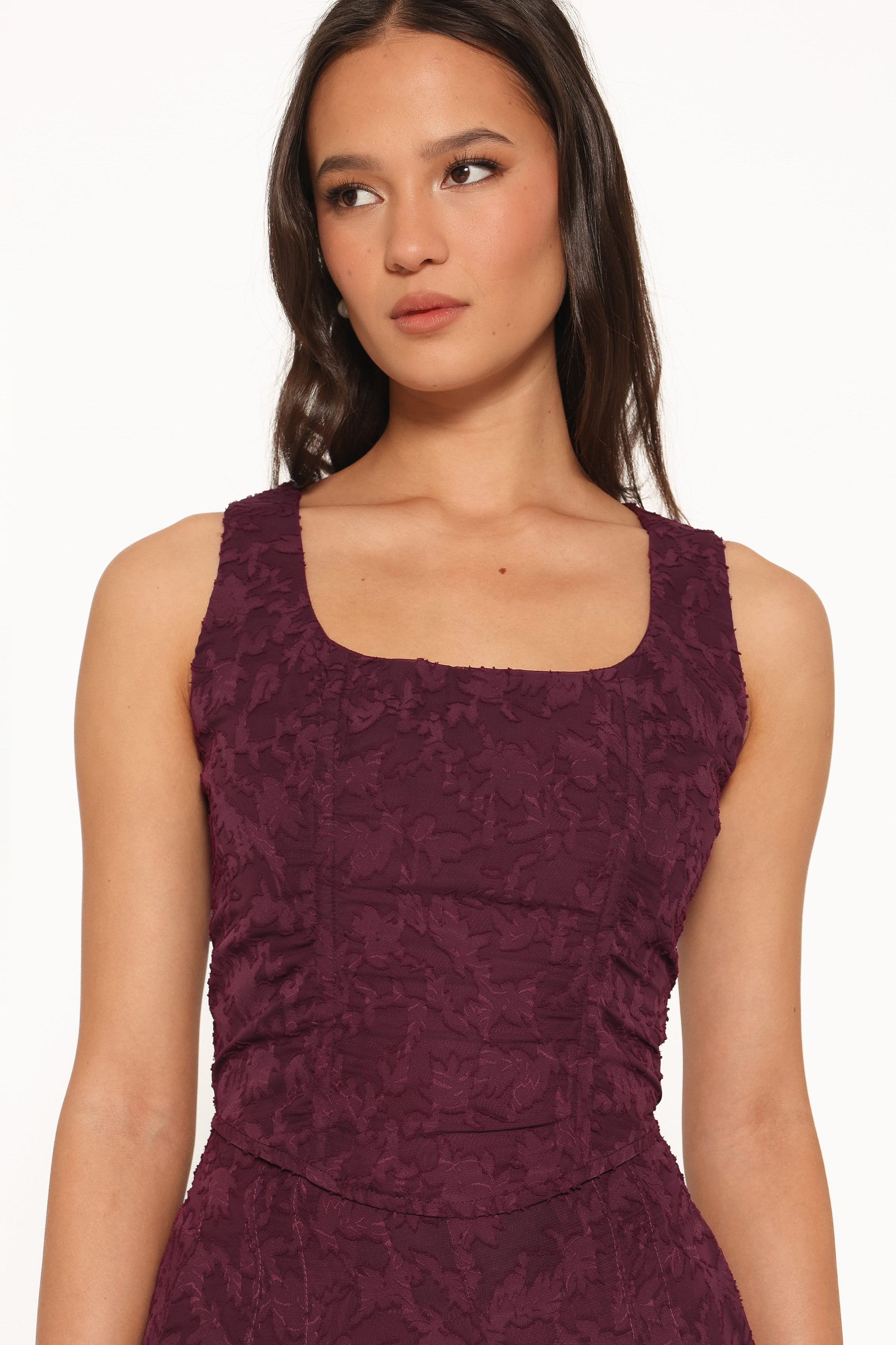 TOPS Ada Corset Top - Plum Burnout