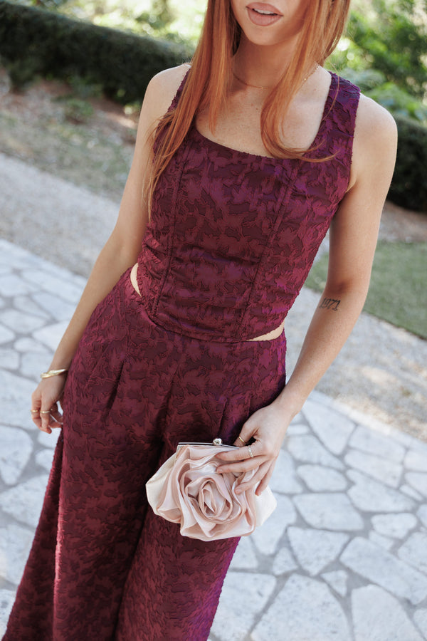 TOPS Ada Corset Top - Plum Burnout