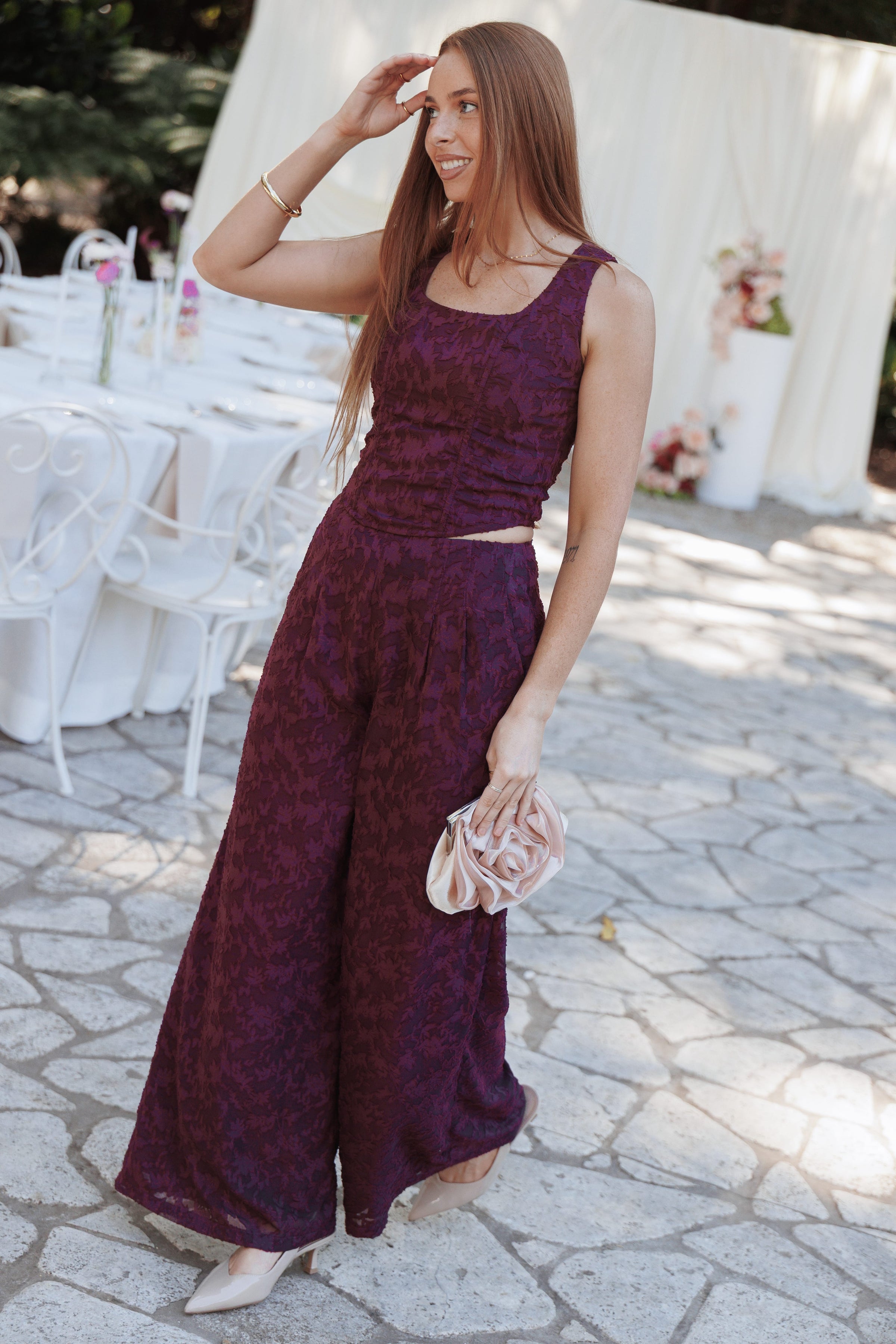 TOPS Ada Corset Top - Plum Burnout
