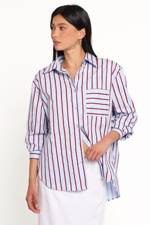 TOPS Adam Stripe Shirt - Blue Stripe