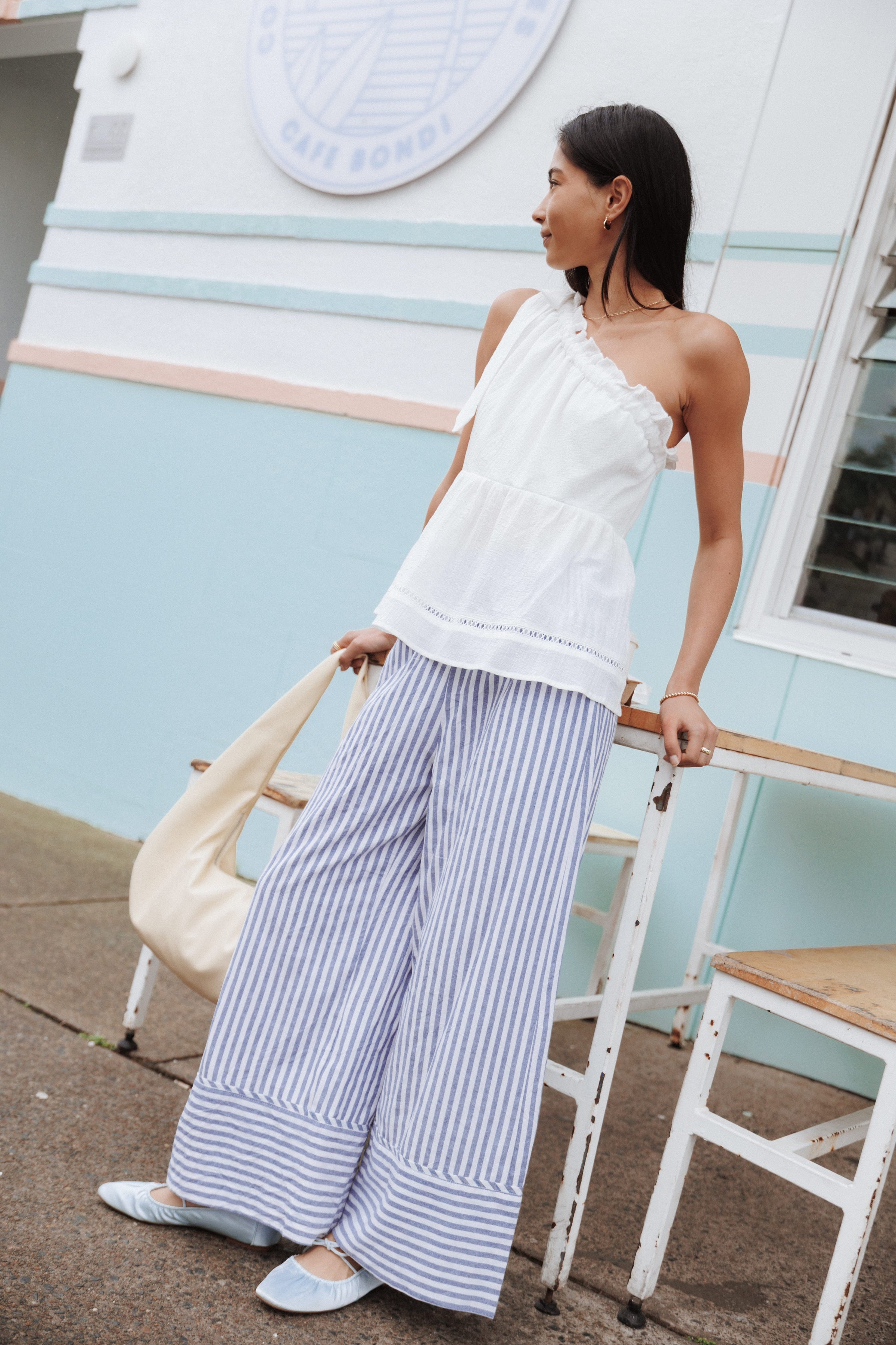 TOPS Alison One Shoulder Top - White