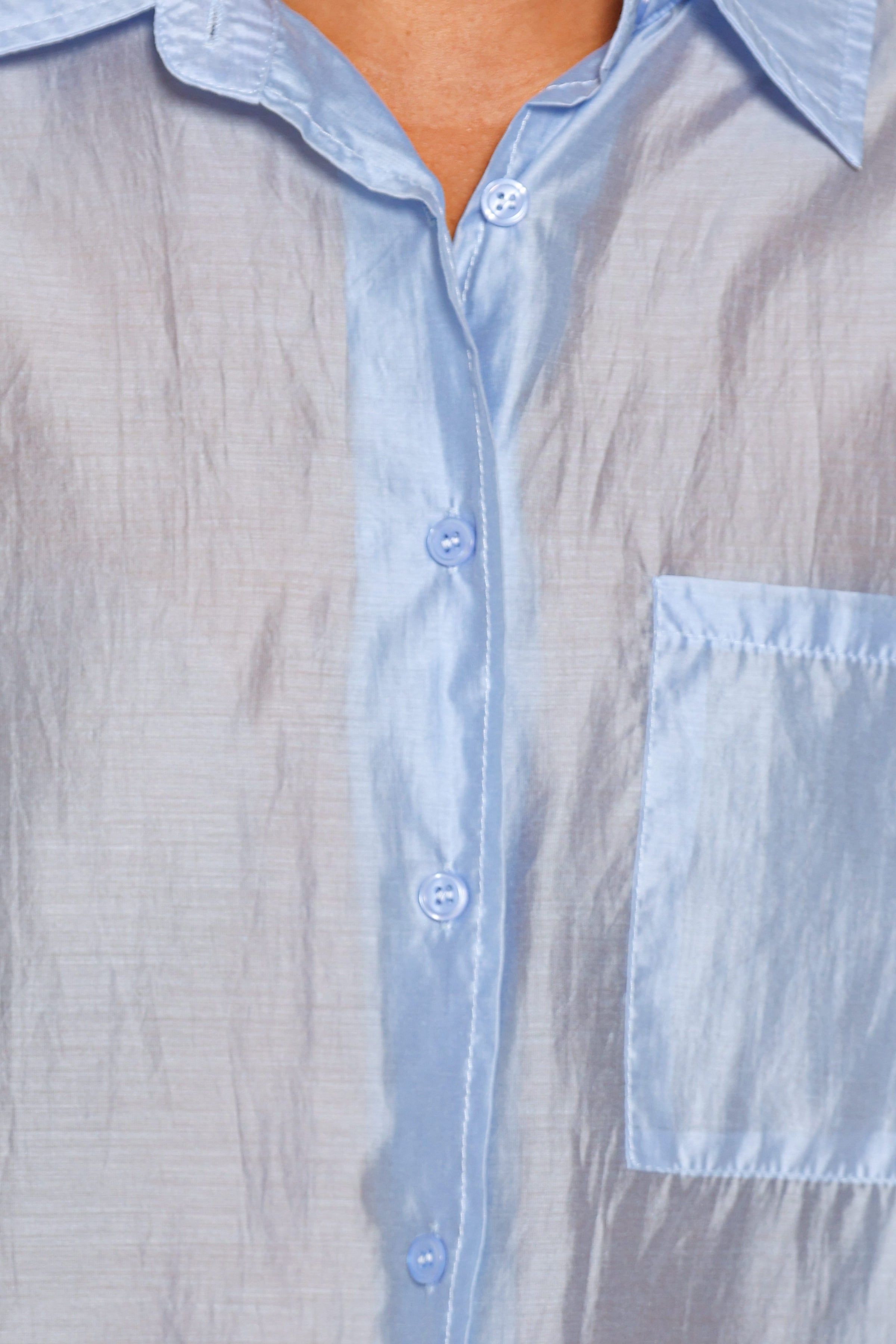 TOPS Alvine Sheer Shirt - Sky Blue