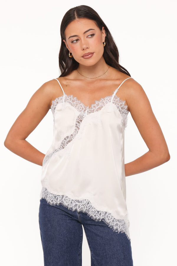 TOPS Avere Lace Asymmetrical Cami - Cream
