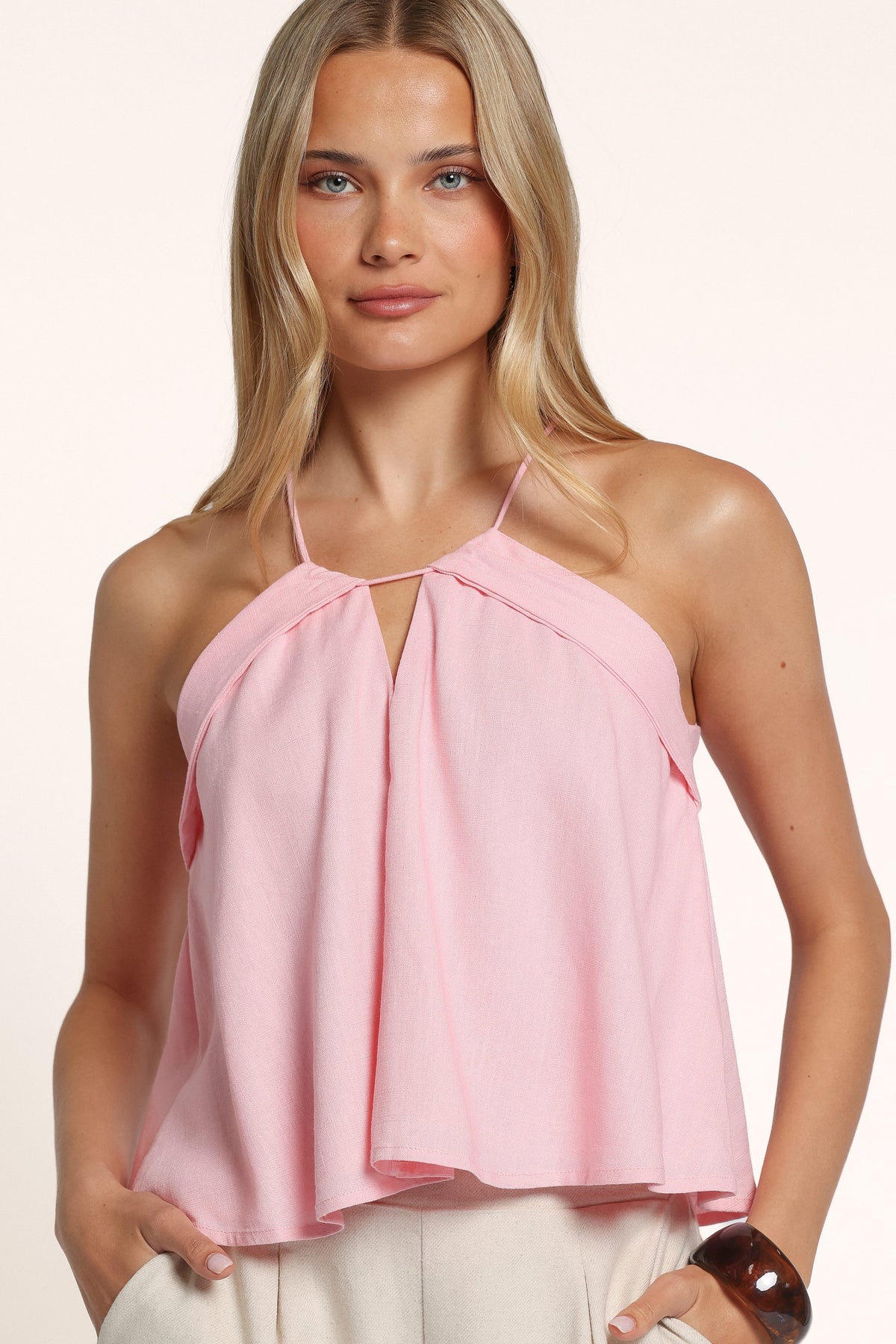 TOPS Becky Tie Back Top - Candy Pink