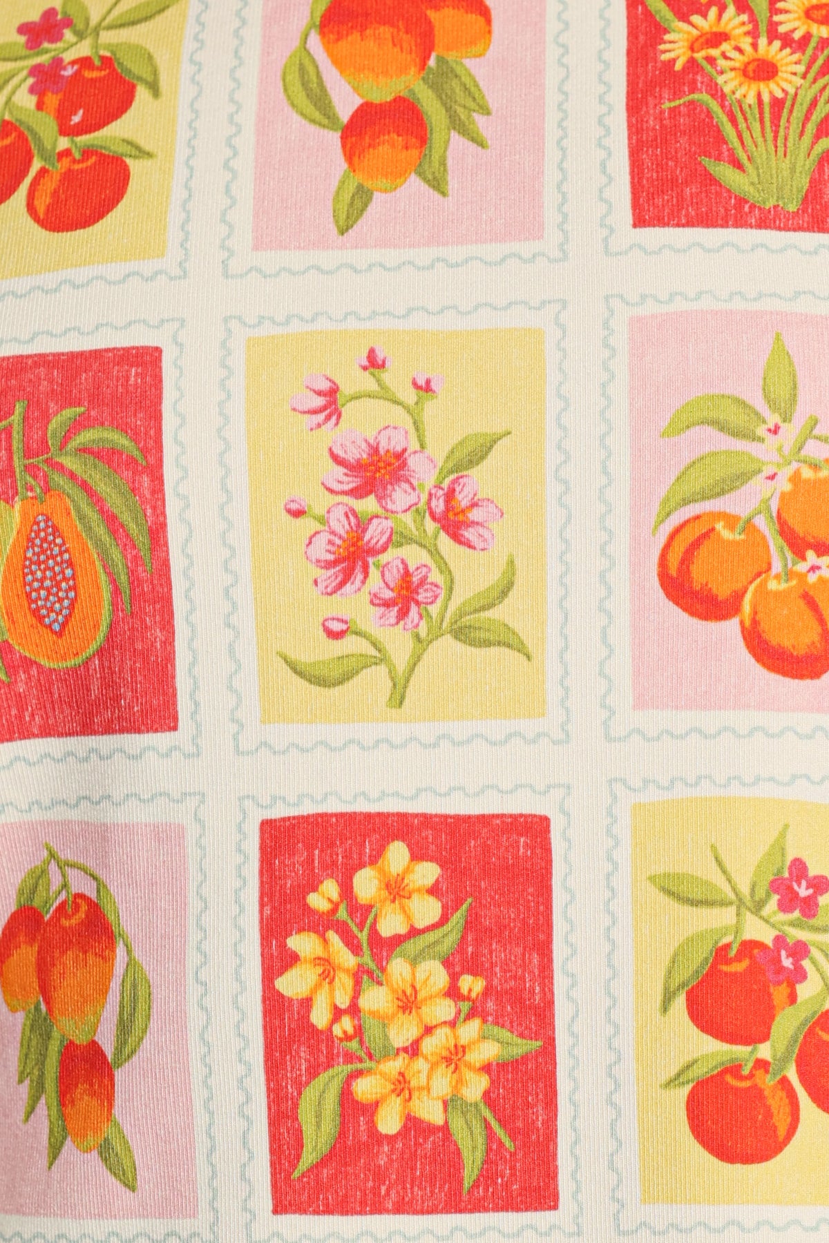 TOPS Bessie Graphic Tee - Fruit Stamps