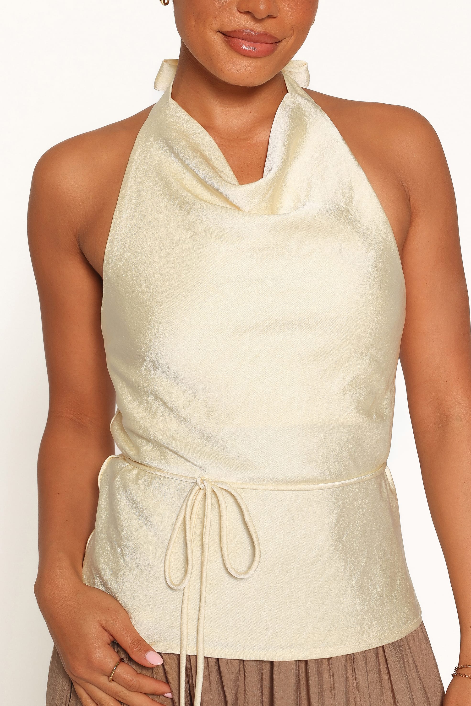 TOPS Brenn Halterneck Top - Butter Yellow