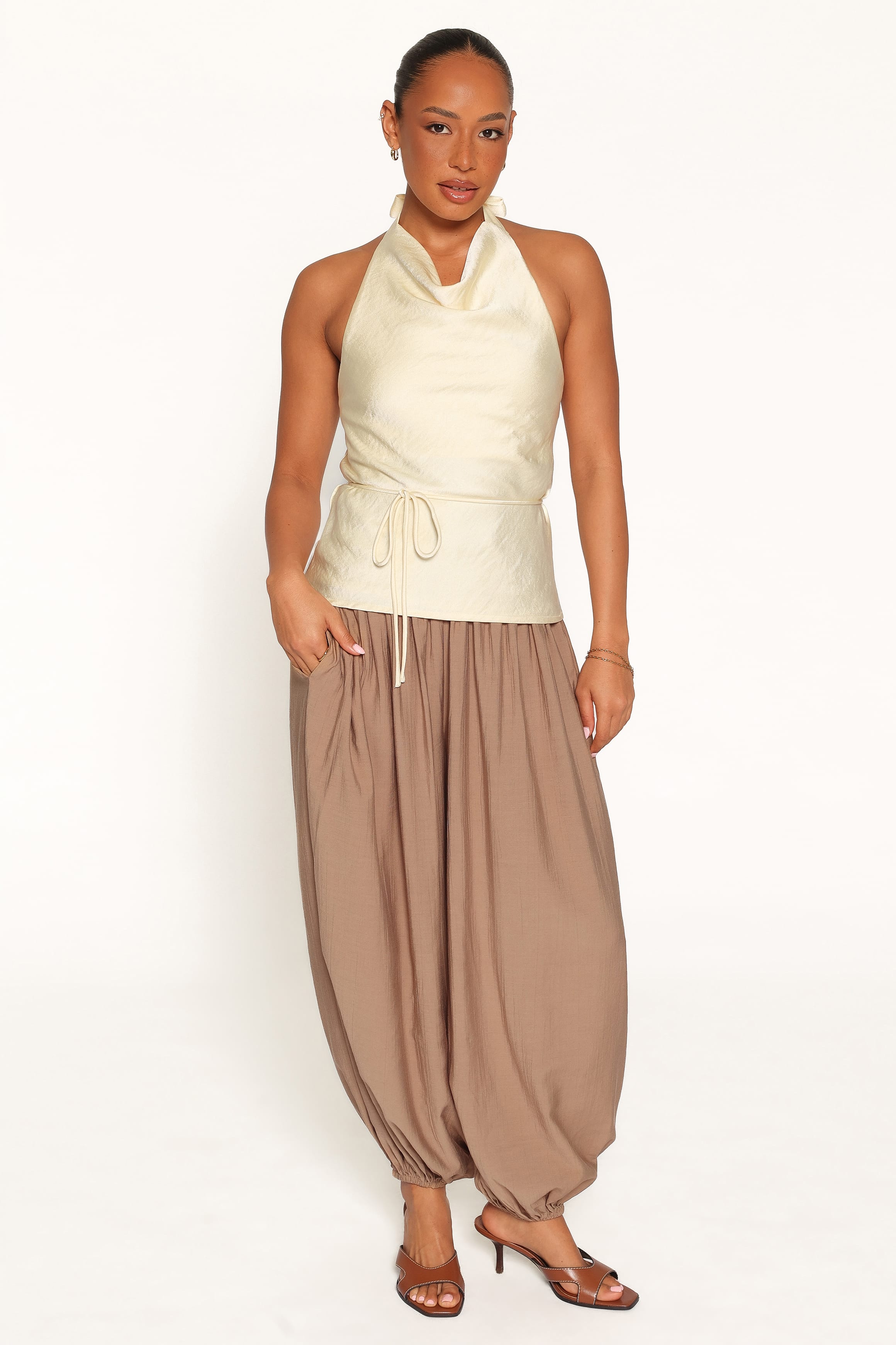 TOPS Brenn Halterneck Top - Butter Yellow