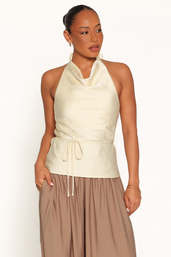 TOPS Brenn Halterneck Top - Butter Yellow