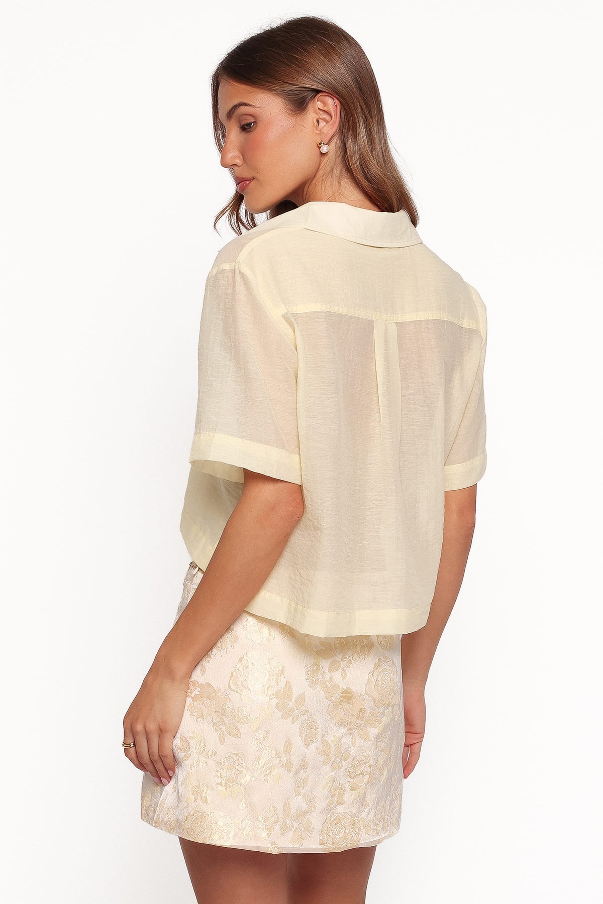 TOPS Bridie Sheer Shirt - Butter Yellow