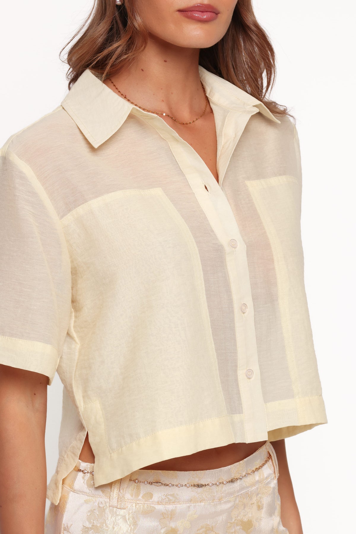 TOPS Bridie Sheer Shirt - Butter Yellow