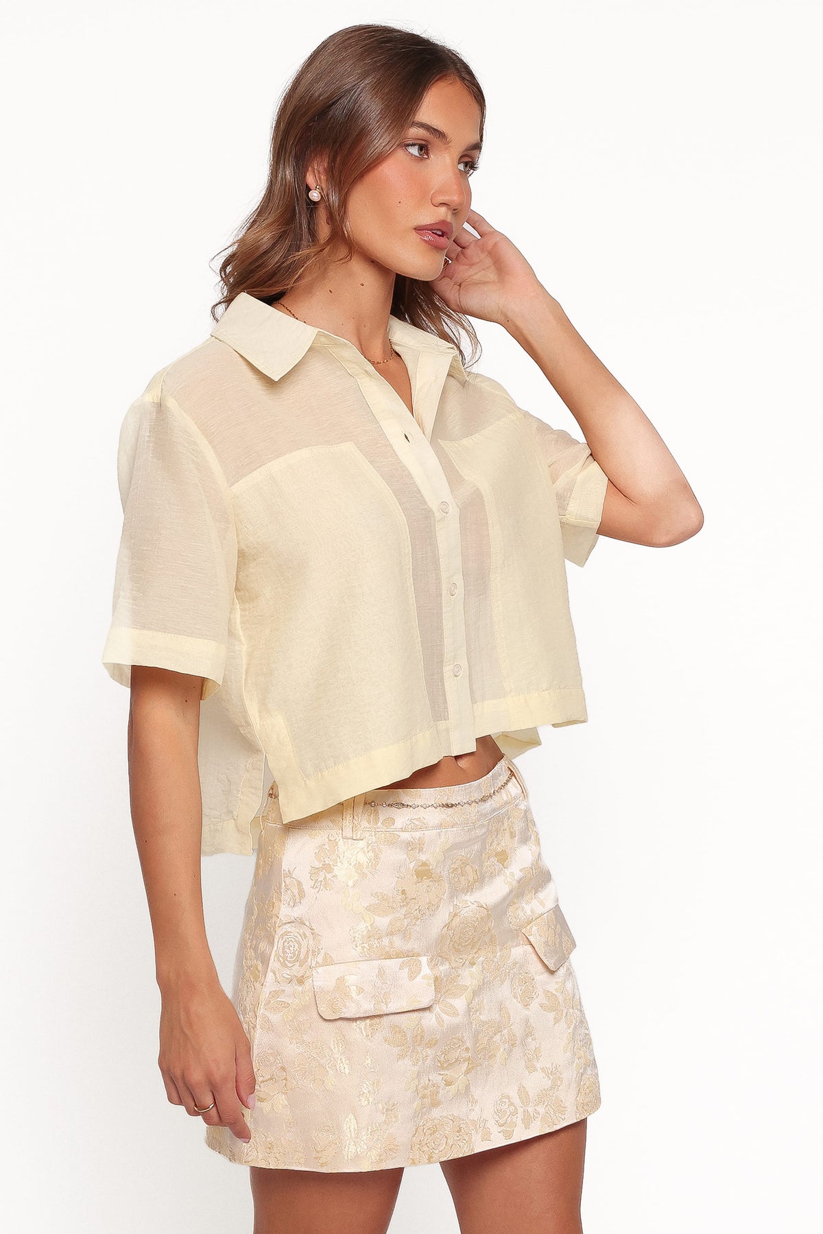 TOPS Bridie Sheer Shirt - Butter Yellow