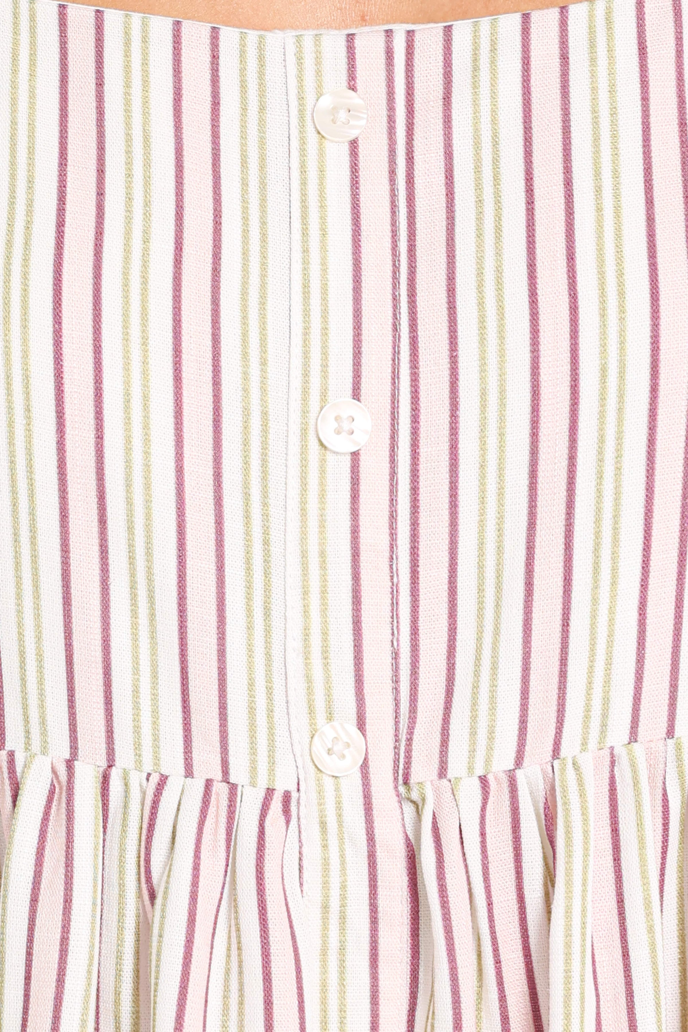 TOPS Brissa Puff Sleeve Blouse - Pink Candy Stripe