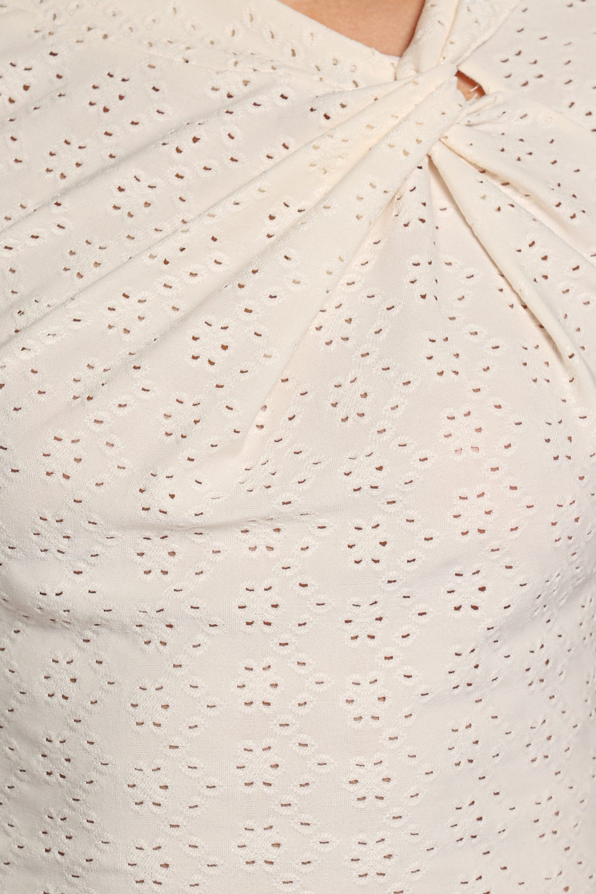 TOPS Cendrie Twist Front Top - Cream Broderie