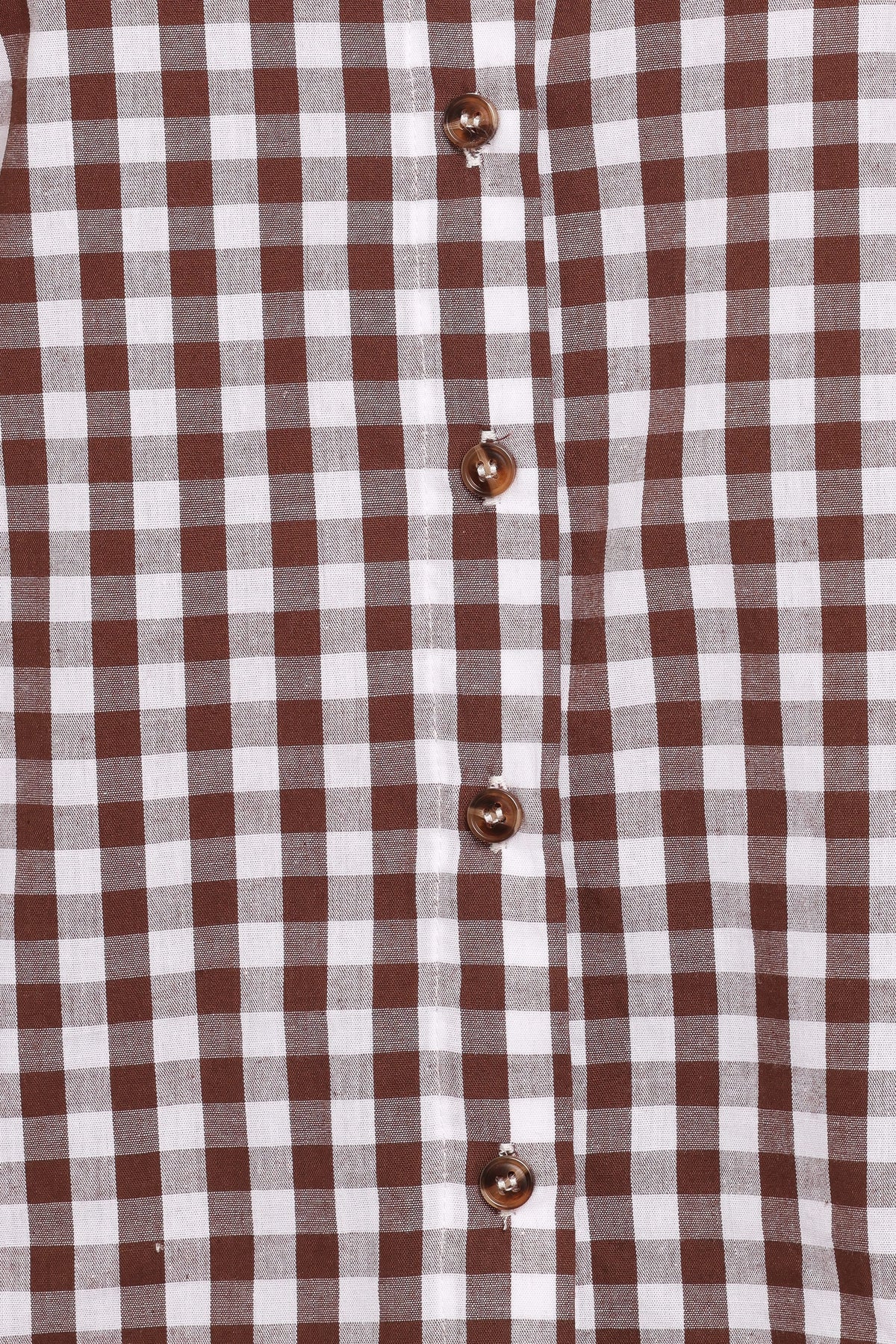 TOPS Cosetta Frill Collared Shirt - Brown Gingham