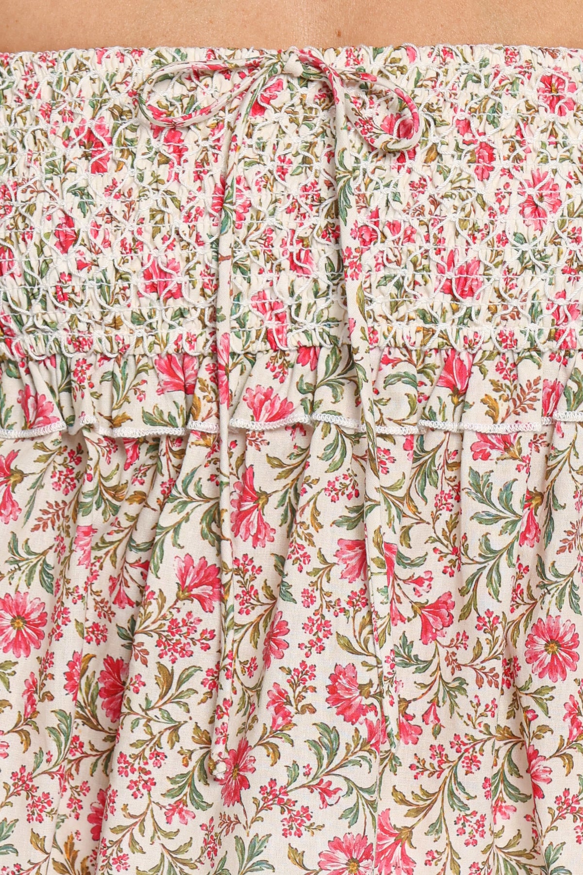 TOPS Dakari Smocked Top - Pink Green Floral