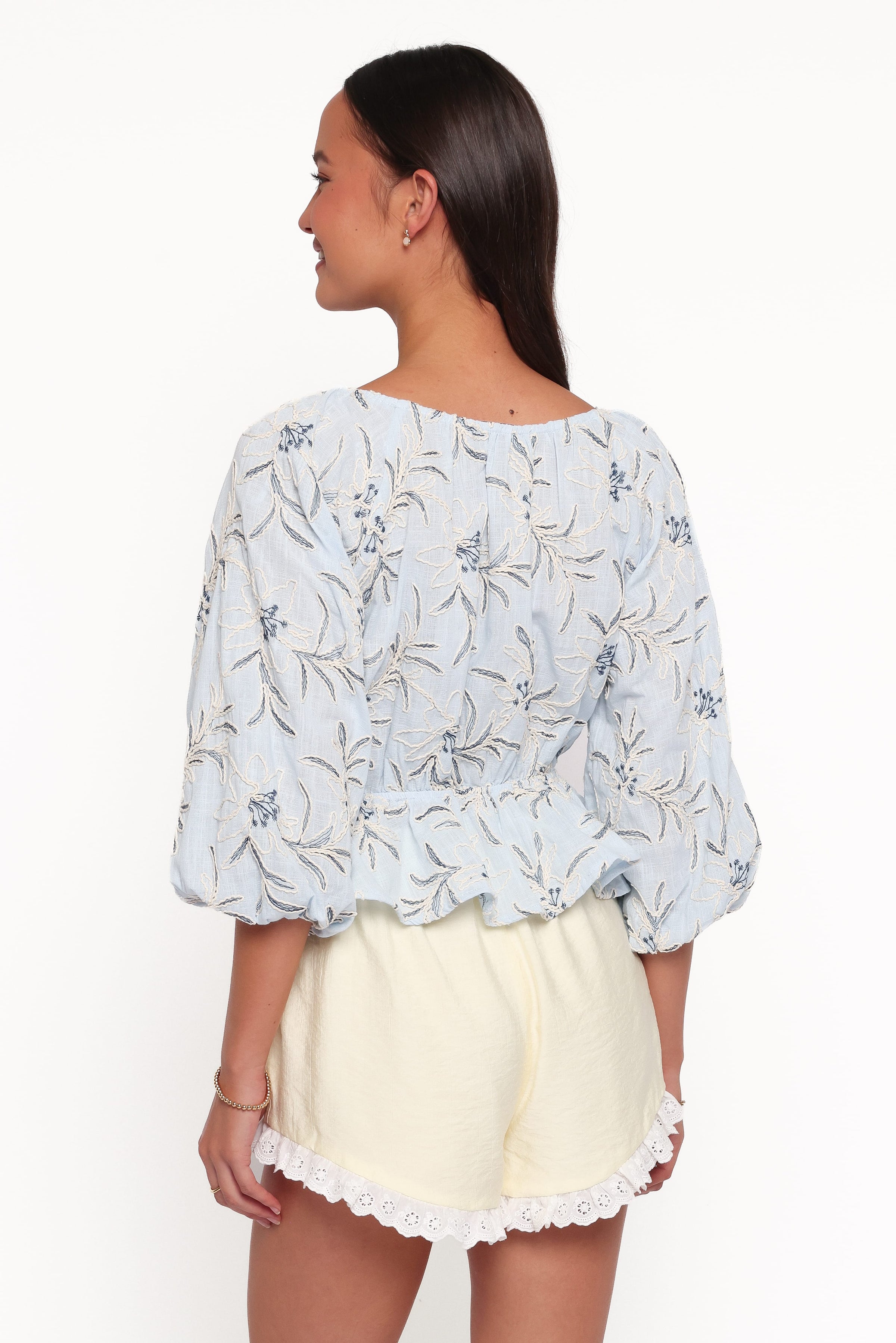 TOPS Debra Embroidered Top - Blue