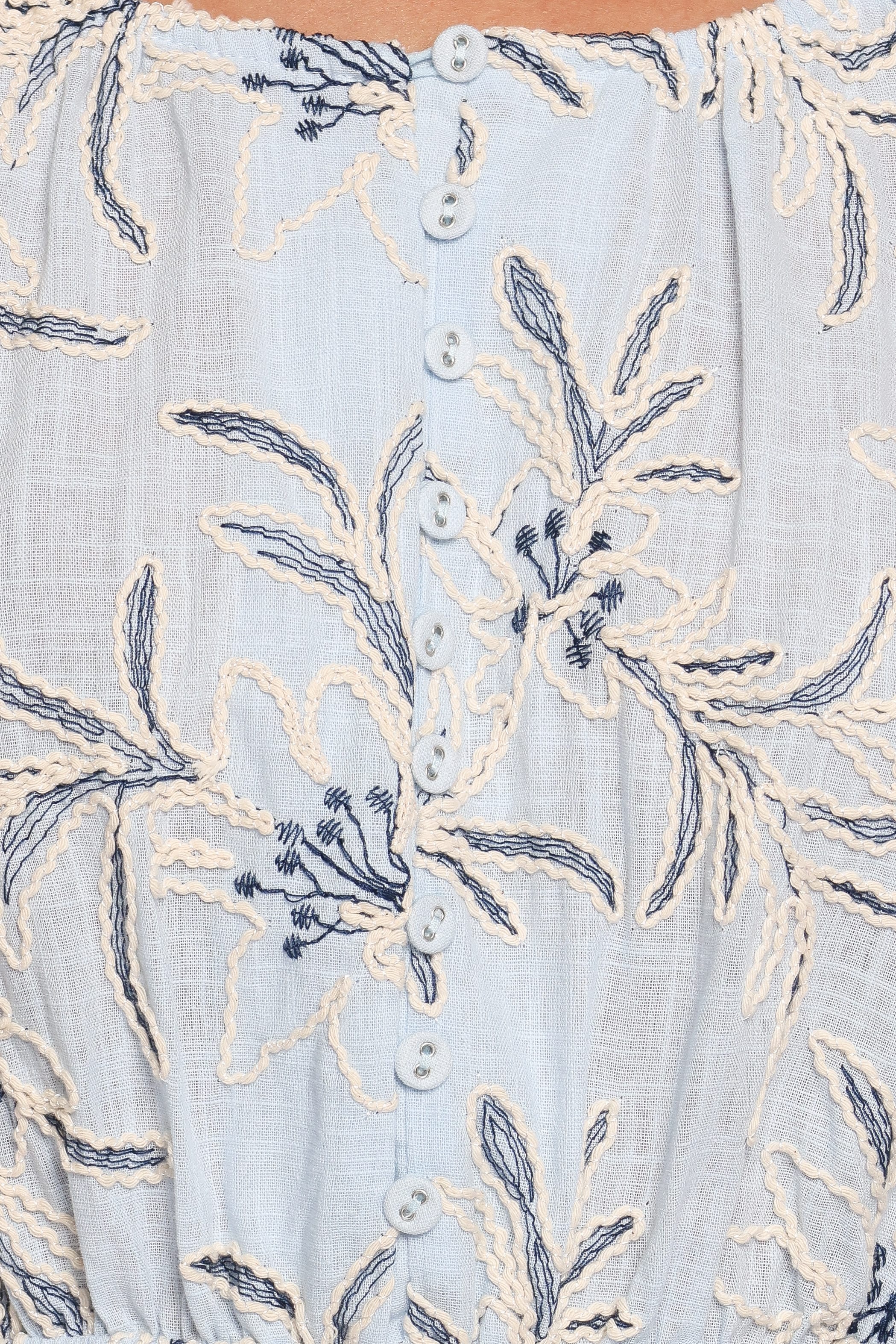 TOPS Debra Embroidered Top - Blue