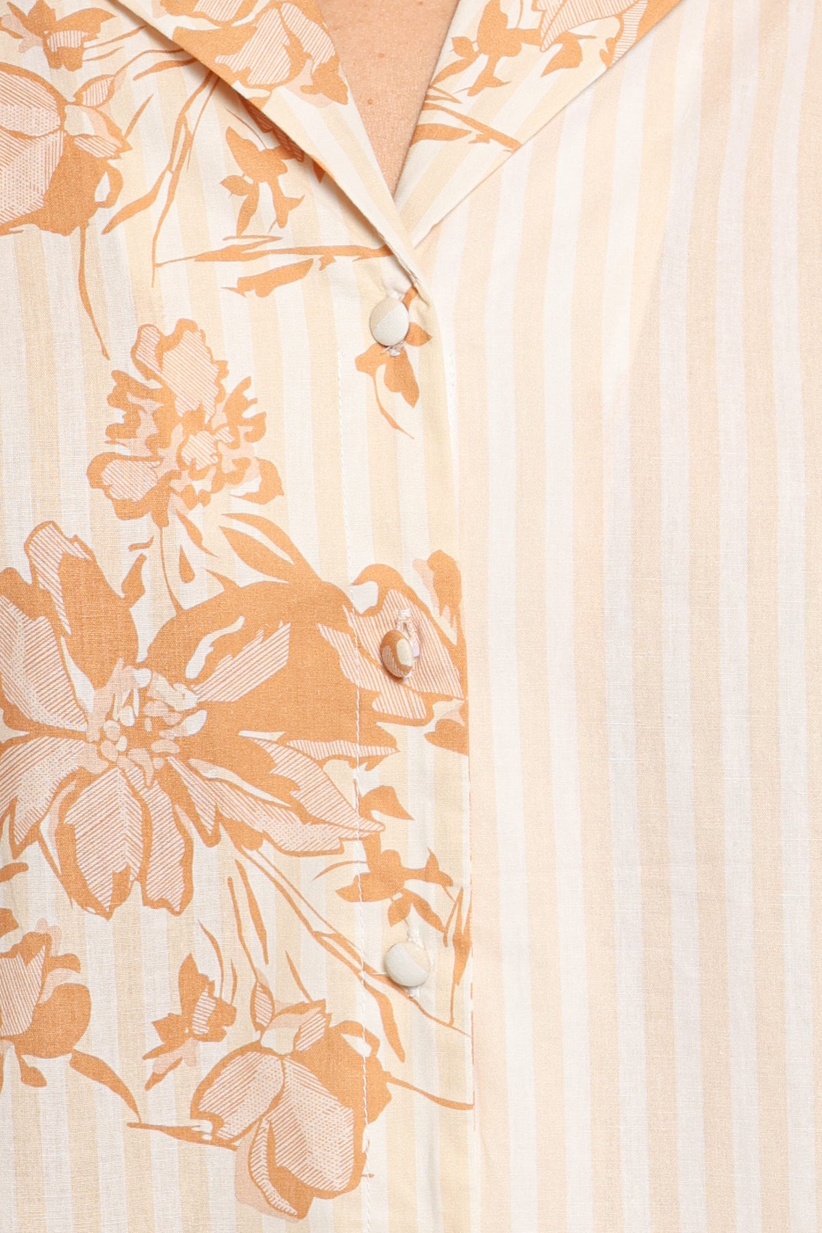TOPS Desmond Short Sleeve Shirt - Floral Caramel Stripe