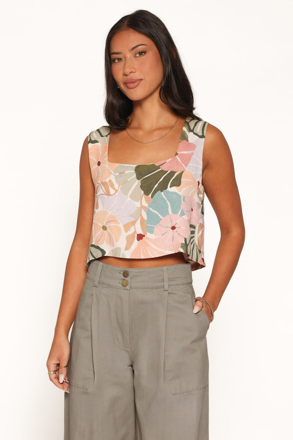 TOPS Devlin Top - Retro Orange Floral