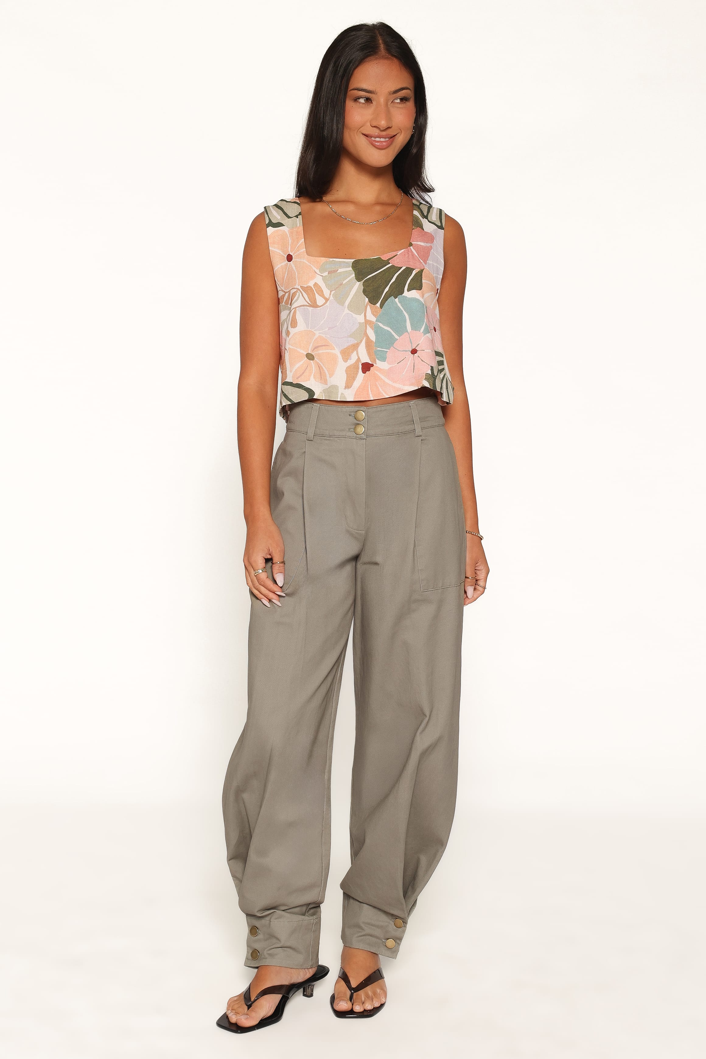 TOPS Devlin Top - Retro Orange Floral