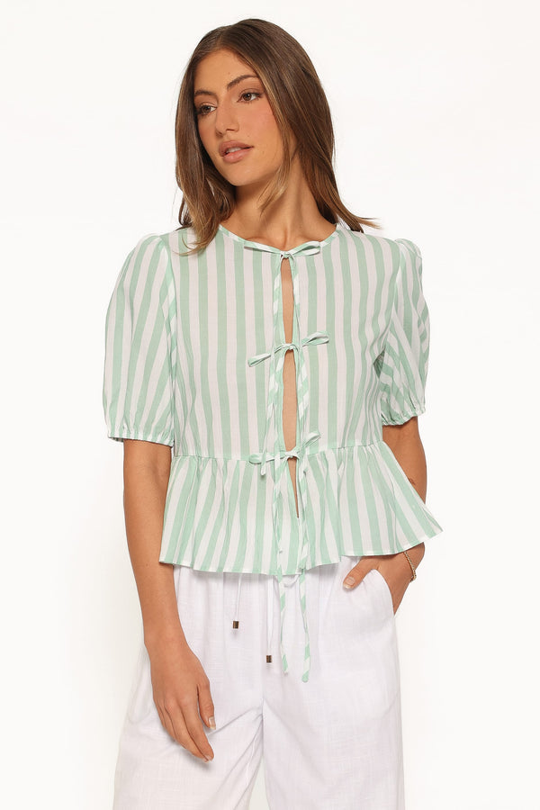 TOPS Doris Top - Green Stripe