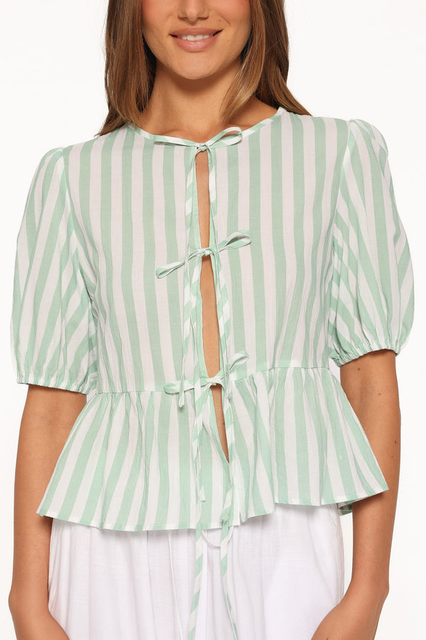 TOPS Doris Top - Green Stripe