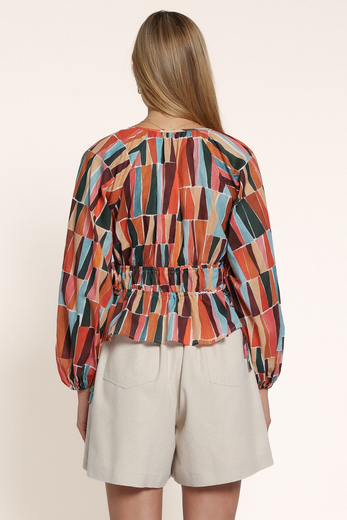 TOPS Effie Long Sleeve Top - Multi Mosaic Print