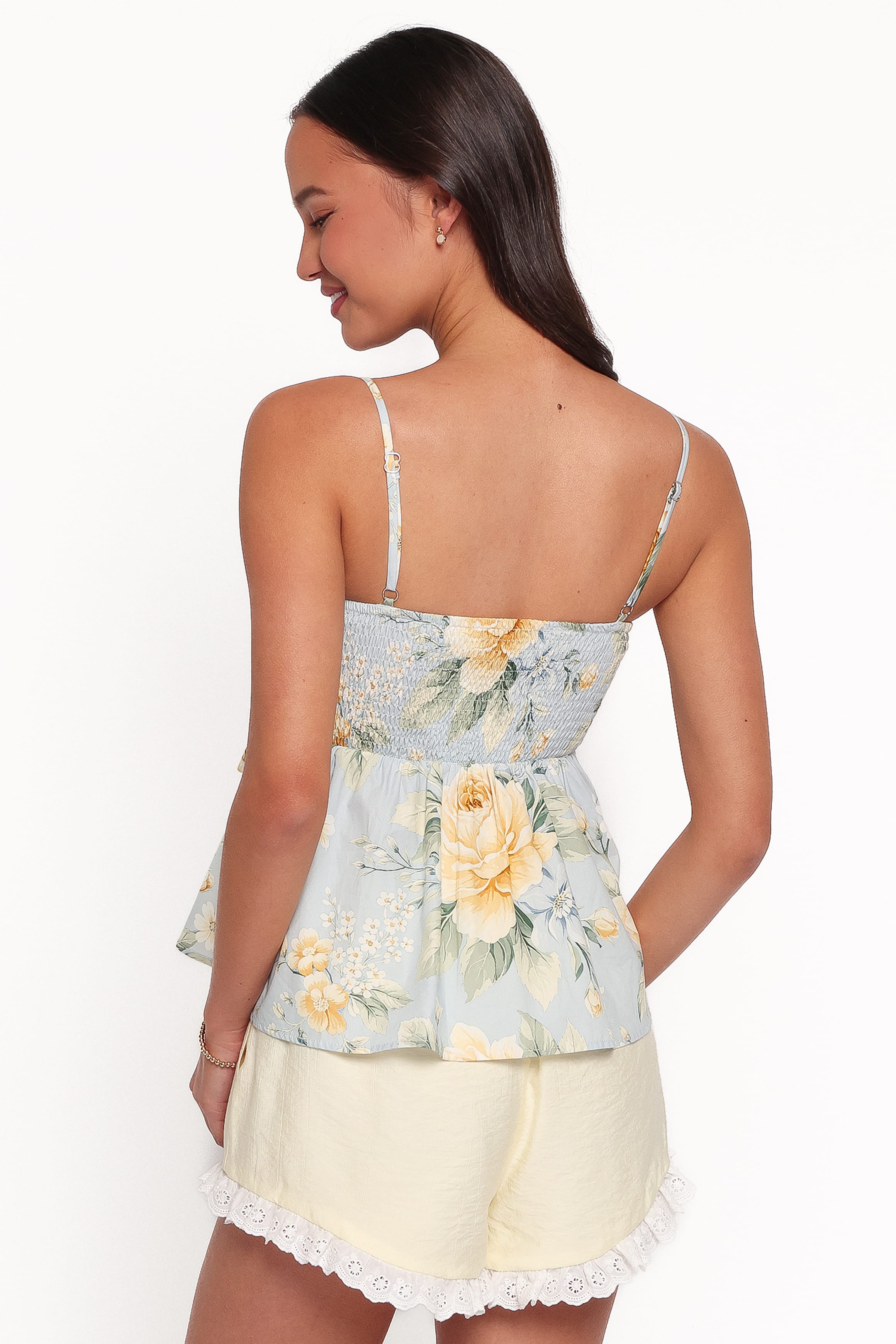 TOPS Ellidy Bow Front Cami - Blue Vintage Floral