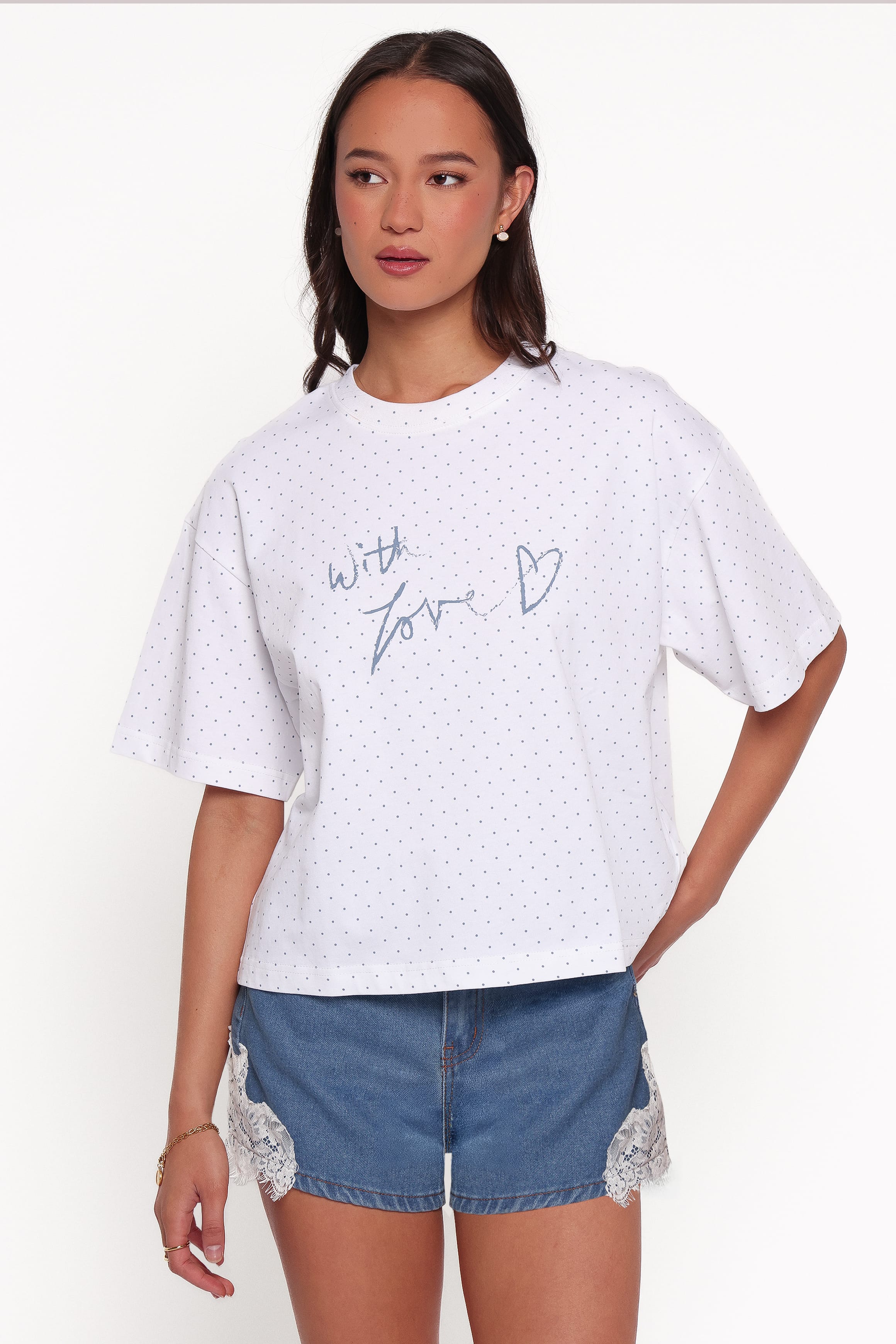 TOPS Emilie Graphic Tee - White Dot
