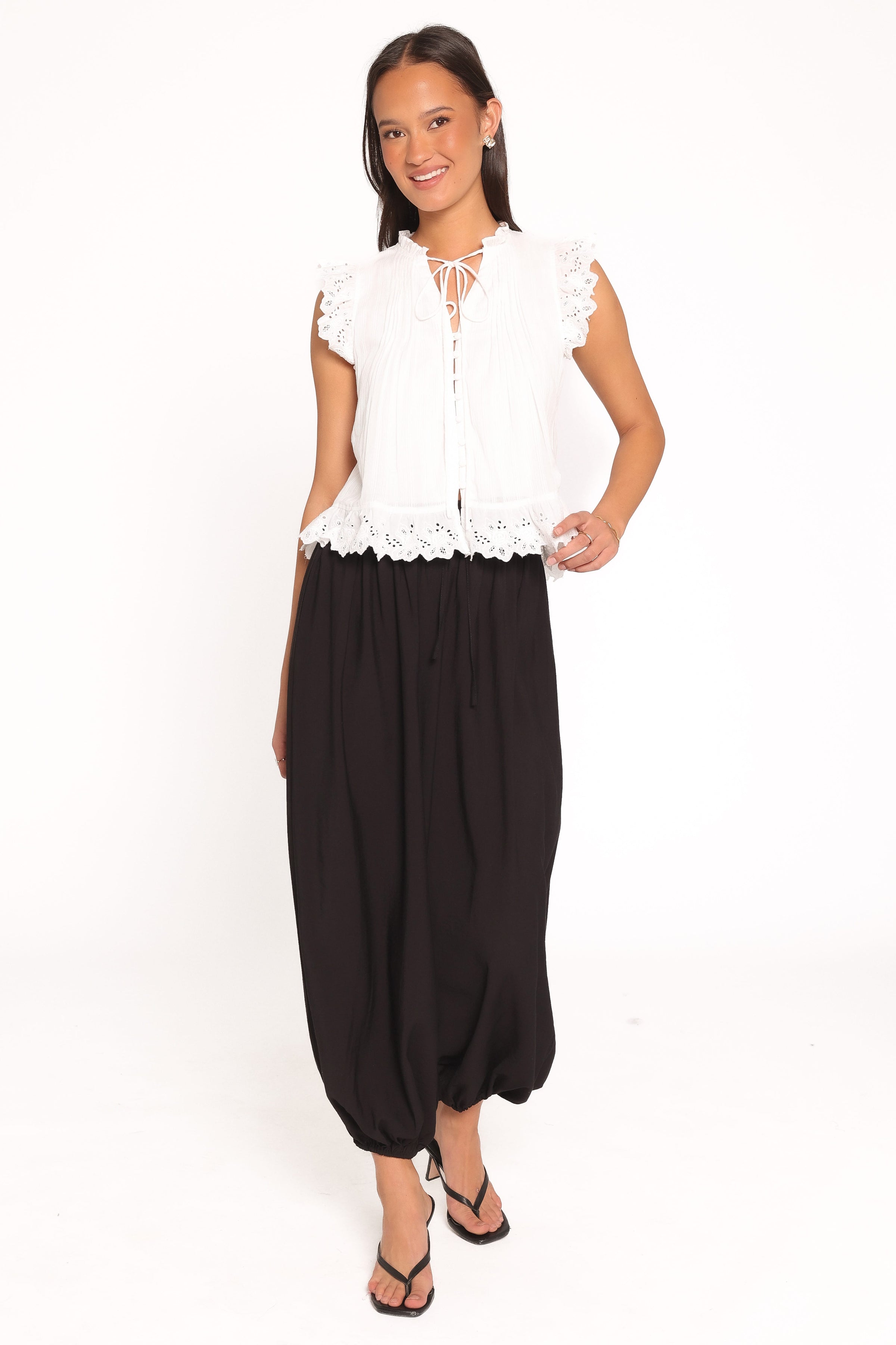 TOPS Evelina Lace Trim Top - White