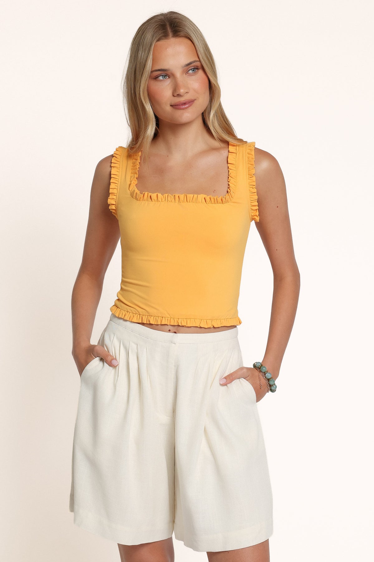 TOPS Francine Frill Tank Top - Marigold