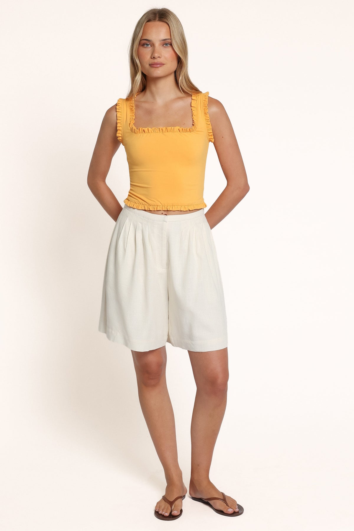 TOPS Francine Frill Tank Top - Marigold