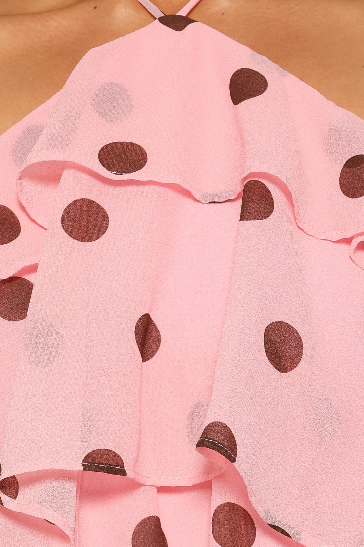 TOPS Helena Halterneck Top - Pink Polka Dot