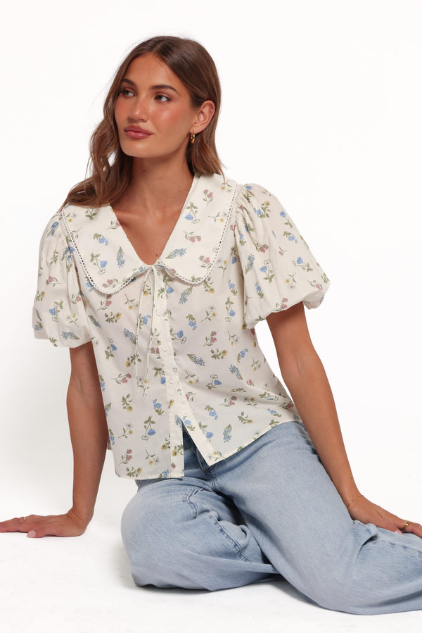 TOPS Indie Top - Cream Floral