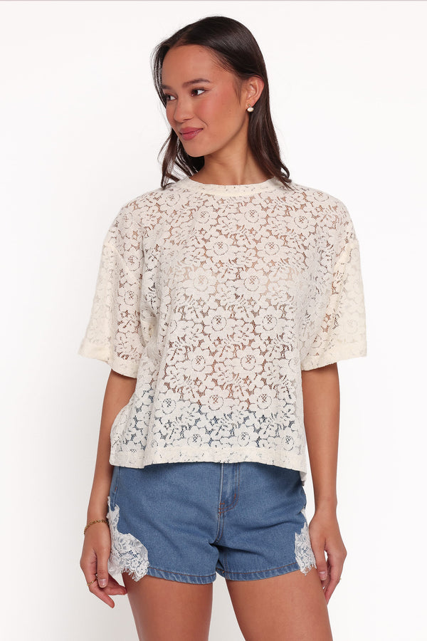 TOPS Indra Lace Tee - Cream