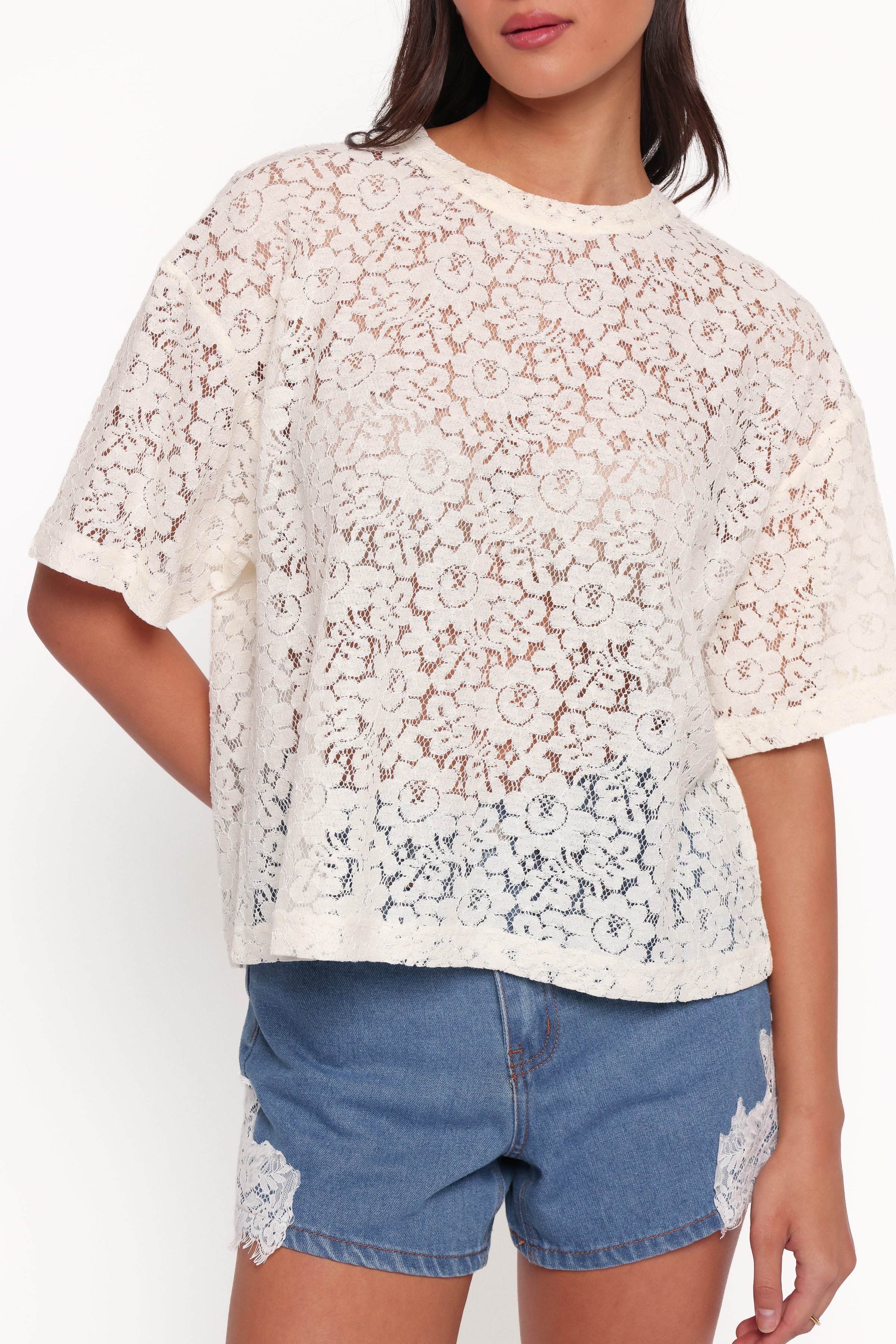 TOPS Indra Lace Tee - Cream