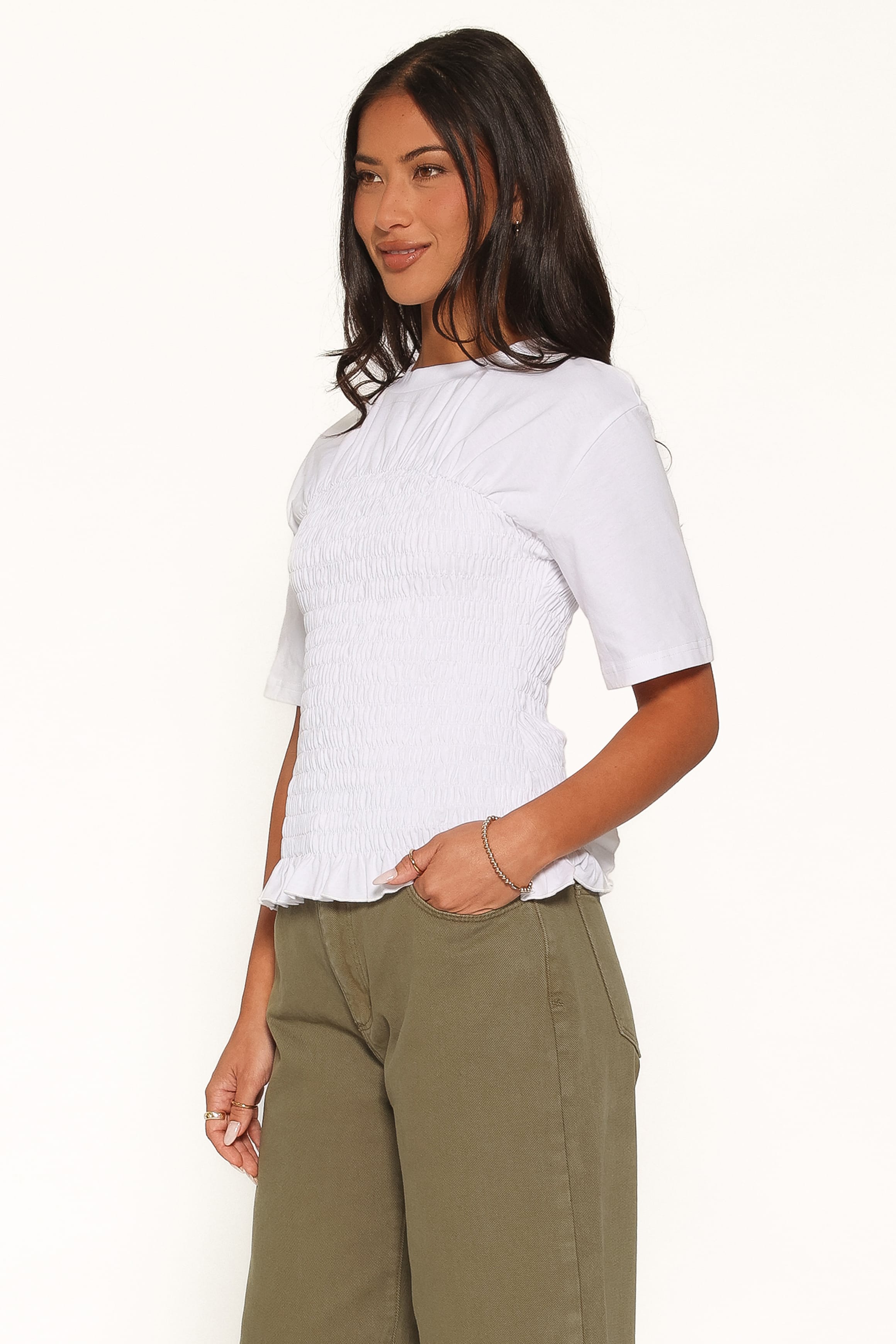 TOPS Jazz Cinched Tee - White