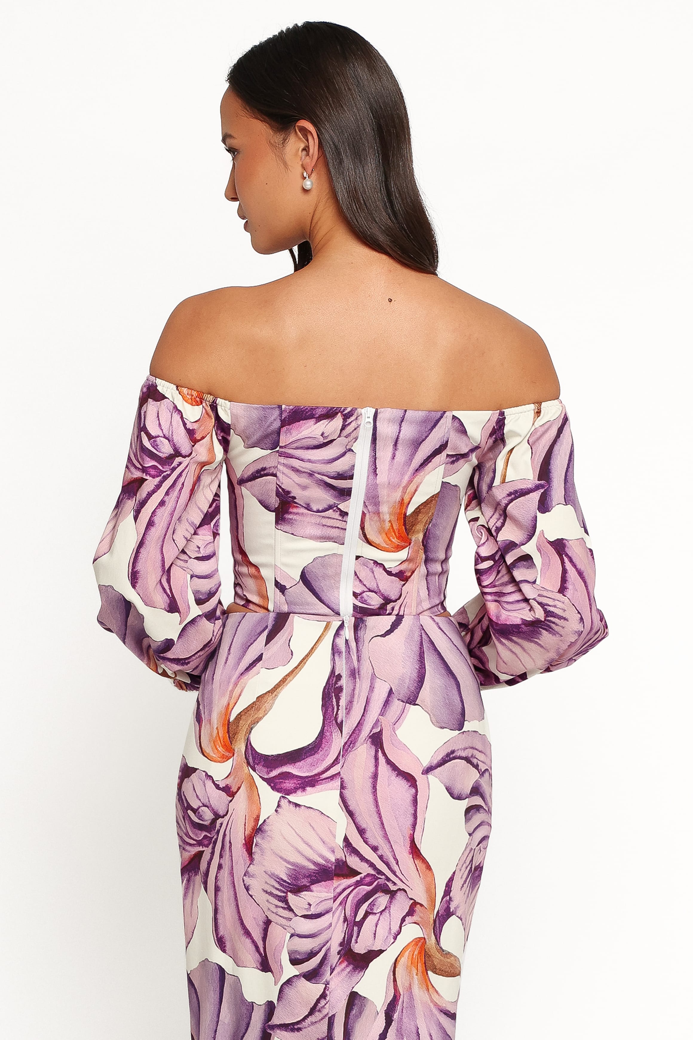 TOPS Kitty Off Shoulder Top - Orchid Floral