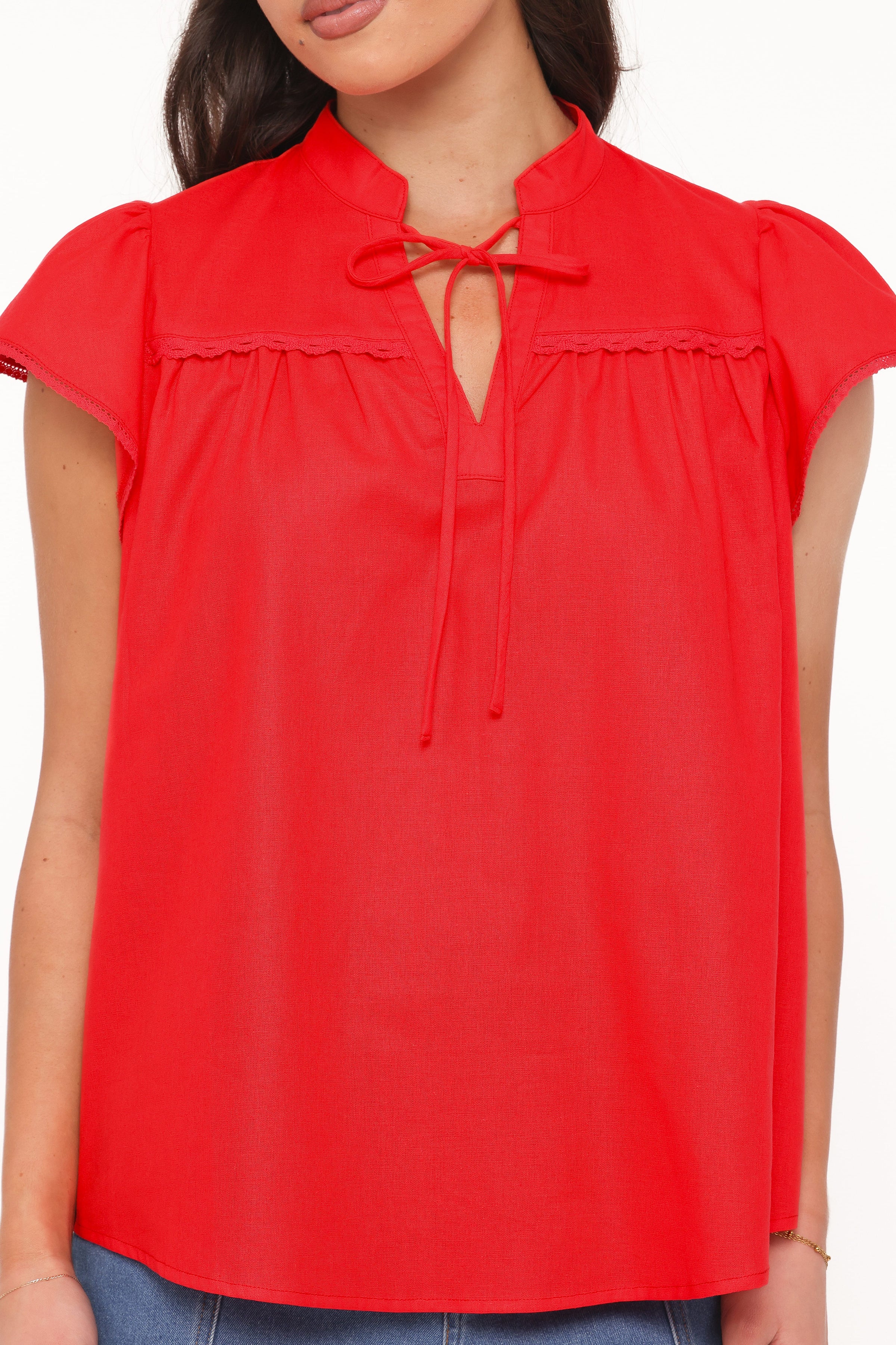 TOPS Kylie Flutter Sleeve Top - Red