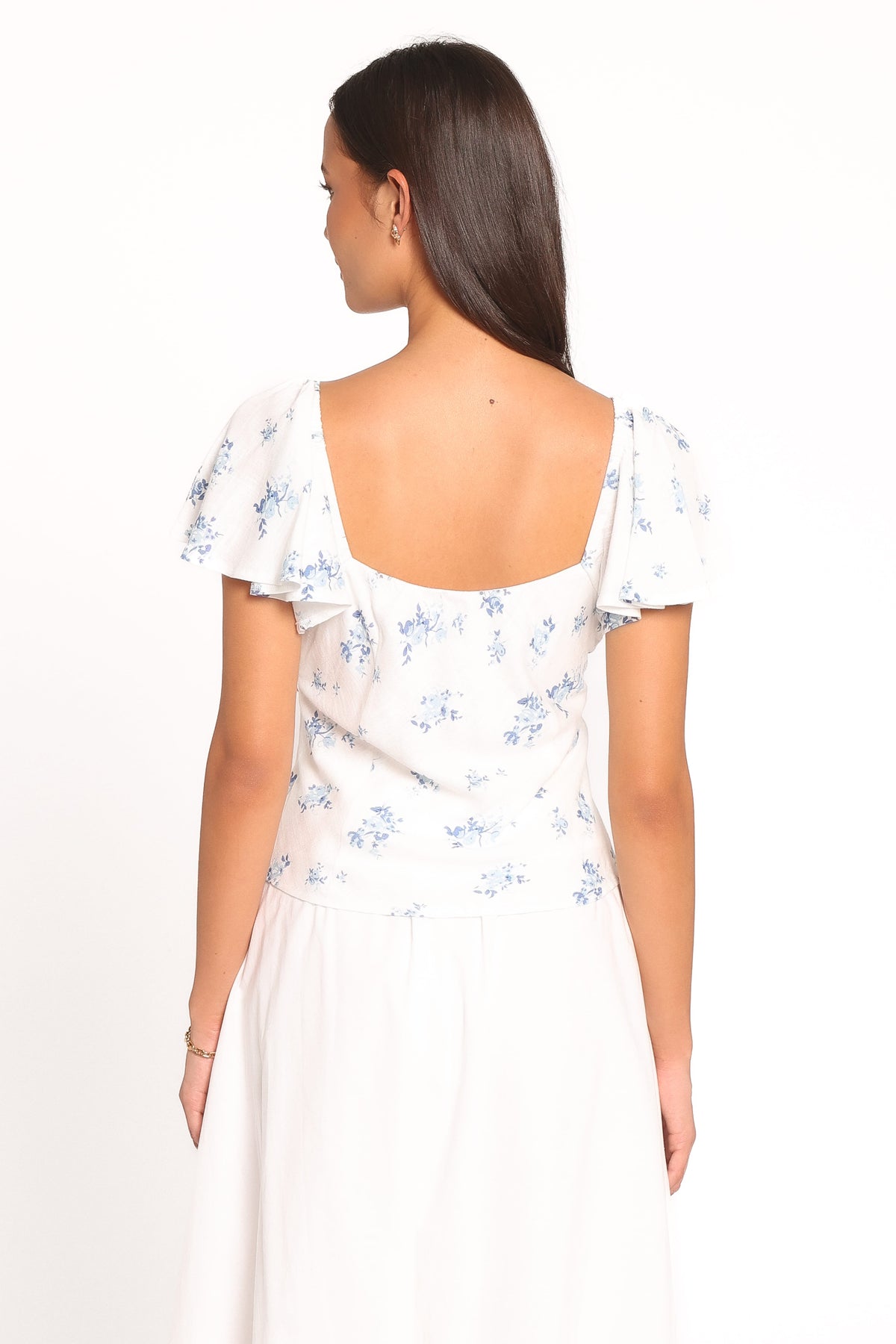 TOPS Laeriel Flutter Sleeve Top - Cream Floral