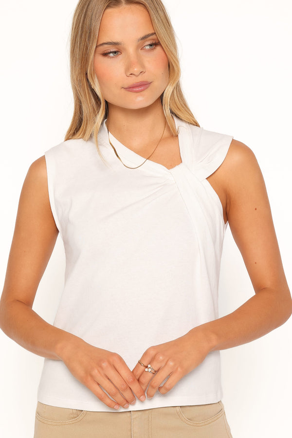 TOPS Maddy Twist Knit Tee - White
