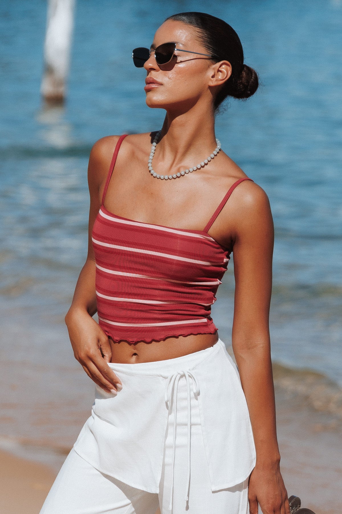 TOPS Merlita Cami Top - Red Stripe